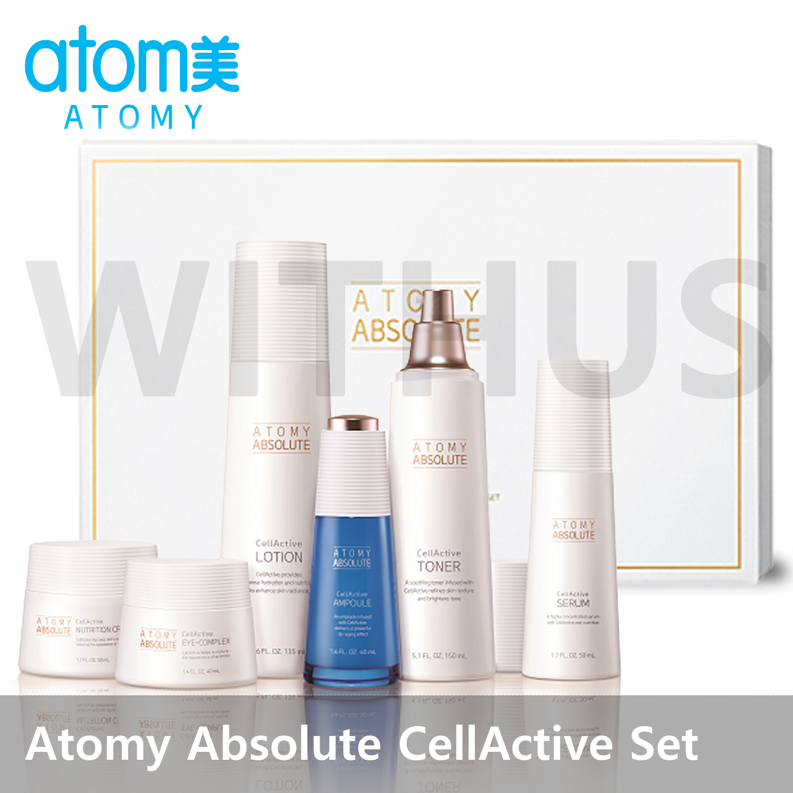 Atomy Absolute CellActive Skincare Set Toner Ampoule Serum Lotion Cream 6 Set