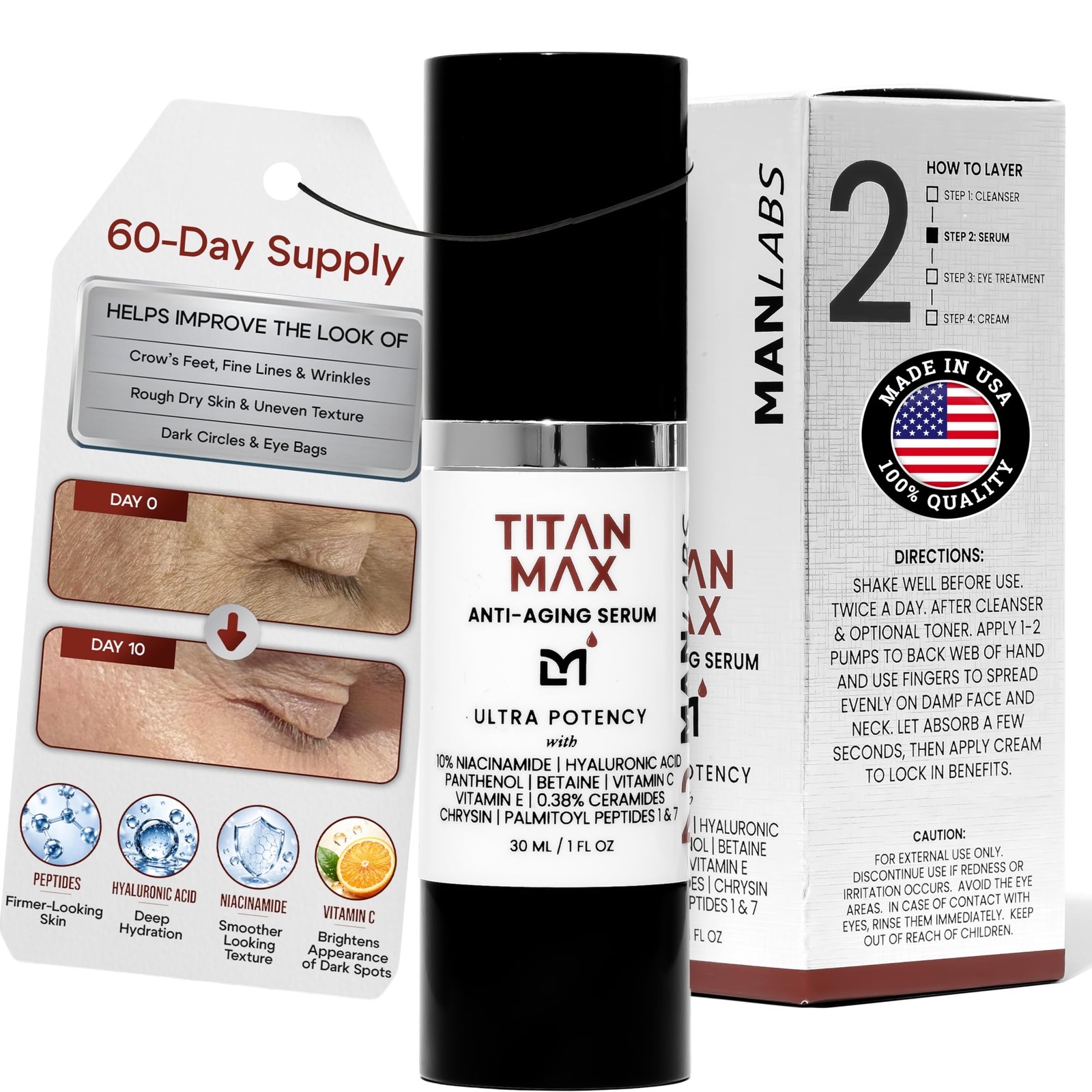 Man Labs Titan MAX Ultra Potency AntiAging Mens Face Serum – Mens Face Moistu…
