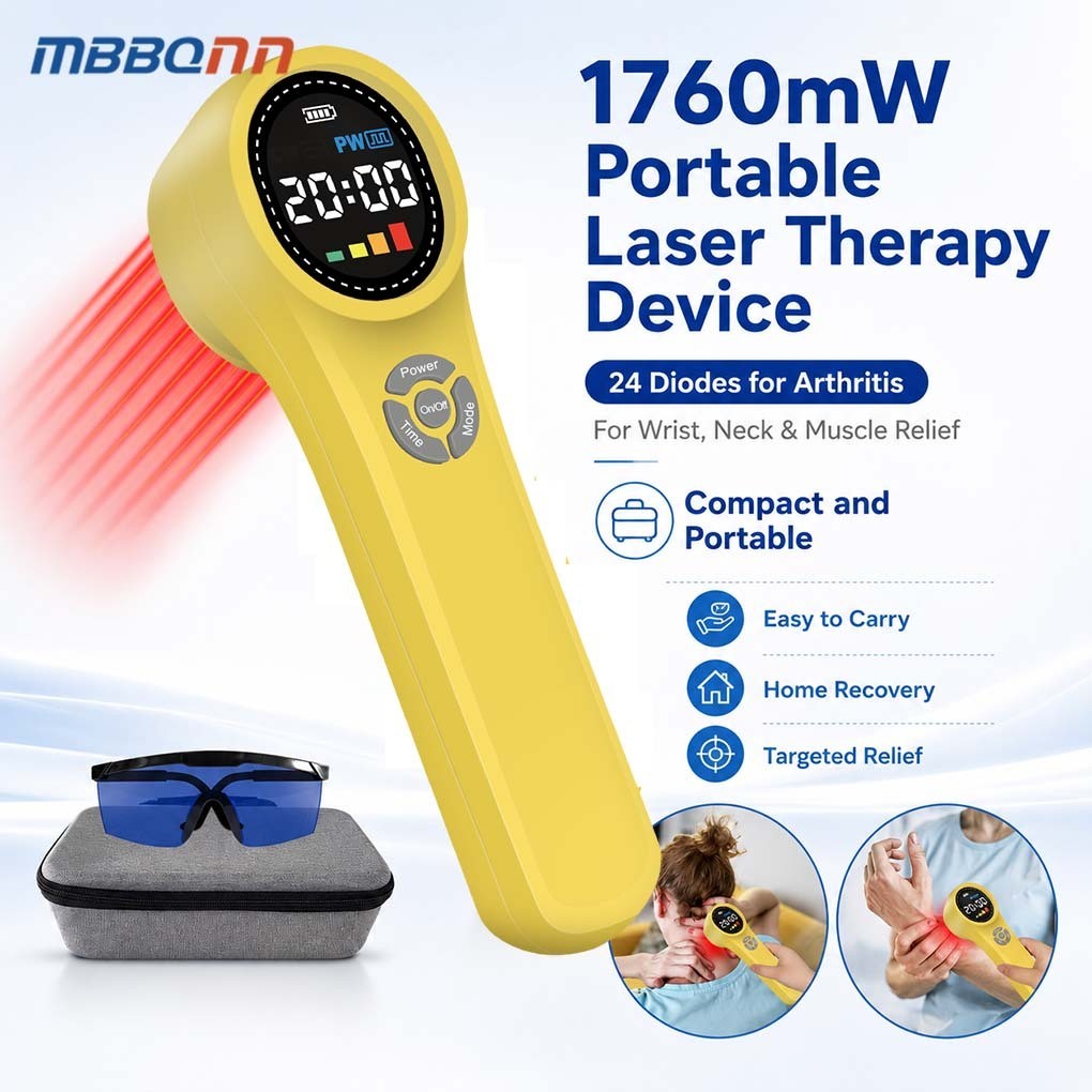 Portable Cold Laser 24 Diodes 1760mW for Arthritis Tendon Muscle Pain Home Use