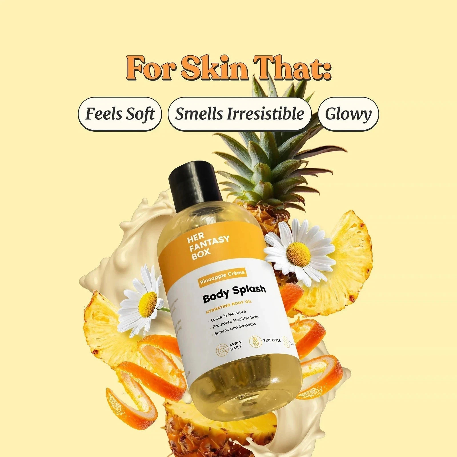Non-Greasy Pineapple Creme Body Oil – Body Splash Deep Hydrating Moisturizer
