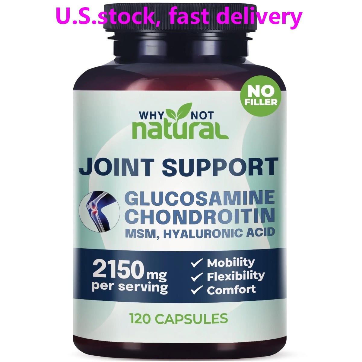 Why Not Natural 5-in-1 Joint Supplement Glucosamine Chondroitin MSM HA 120 Count