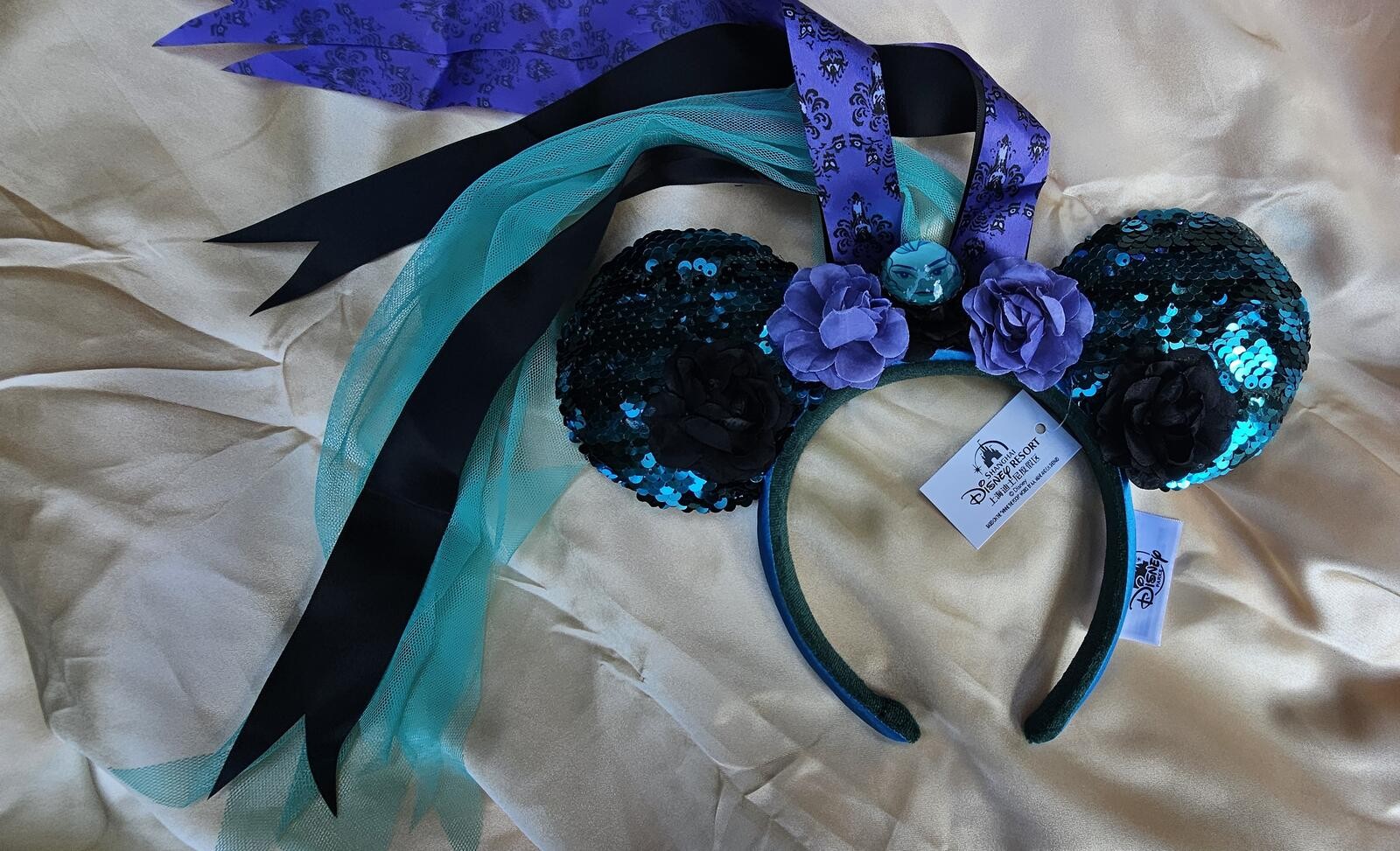 Haunted Mansion Veil Minnie Ears Leota Mickey Mouse Blue Headband