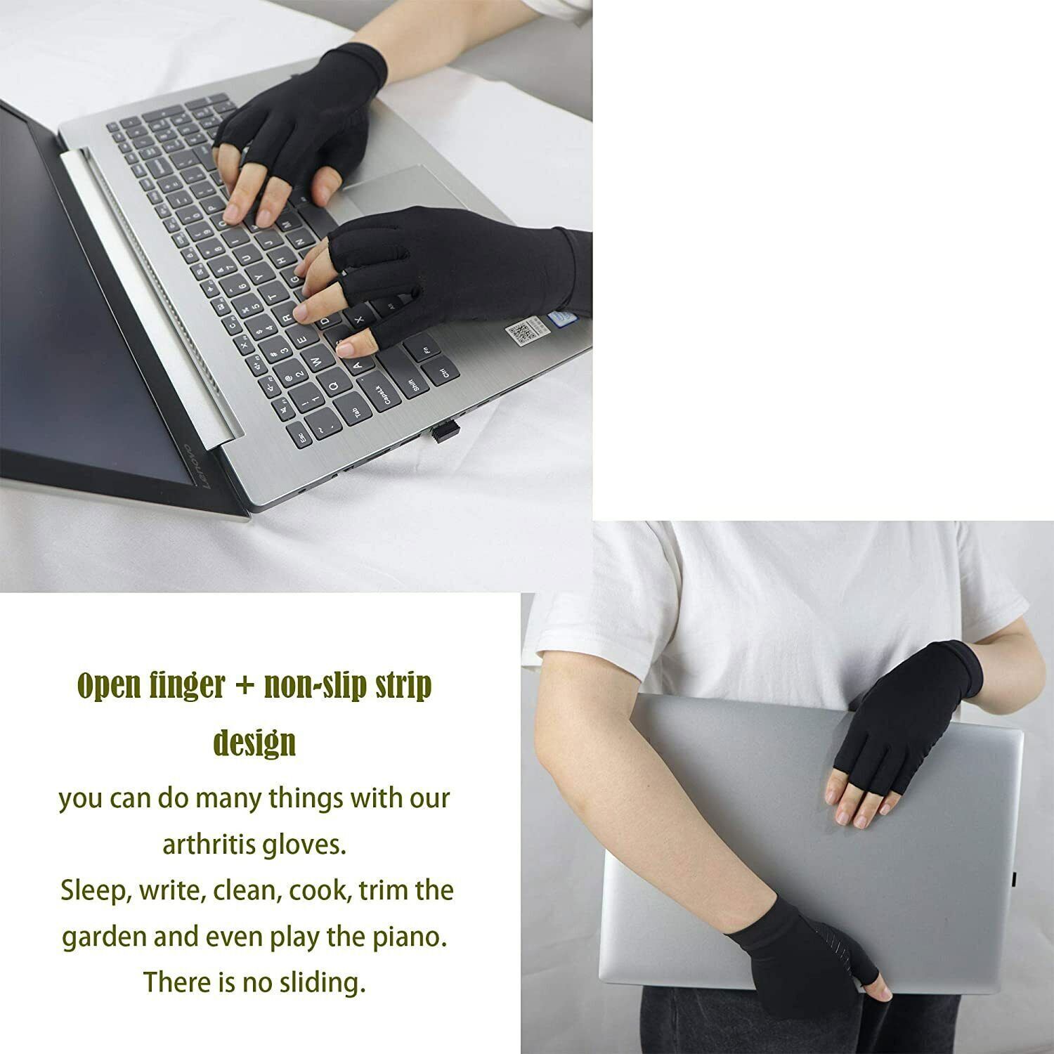 2 Pairs Copper Compression Arthritis Gloves Carpal Tunnel Joint Pain Relief Hand