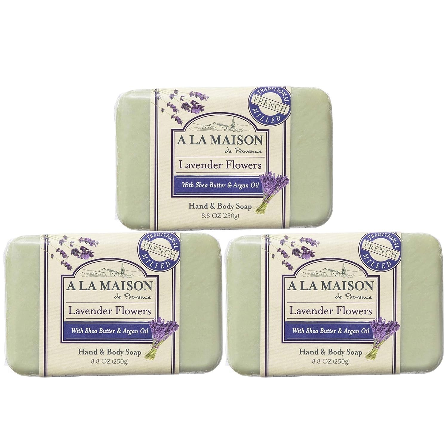 Lavender Flower Soap Bars – Biodegradable, Cruelty-Free, 8.8oz Organic Set of 3