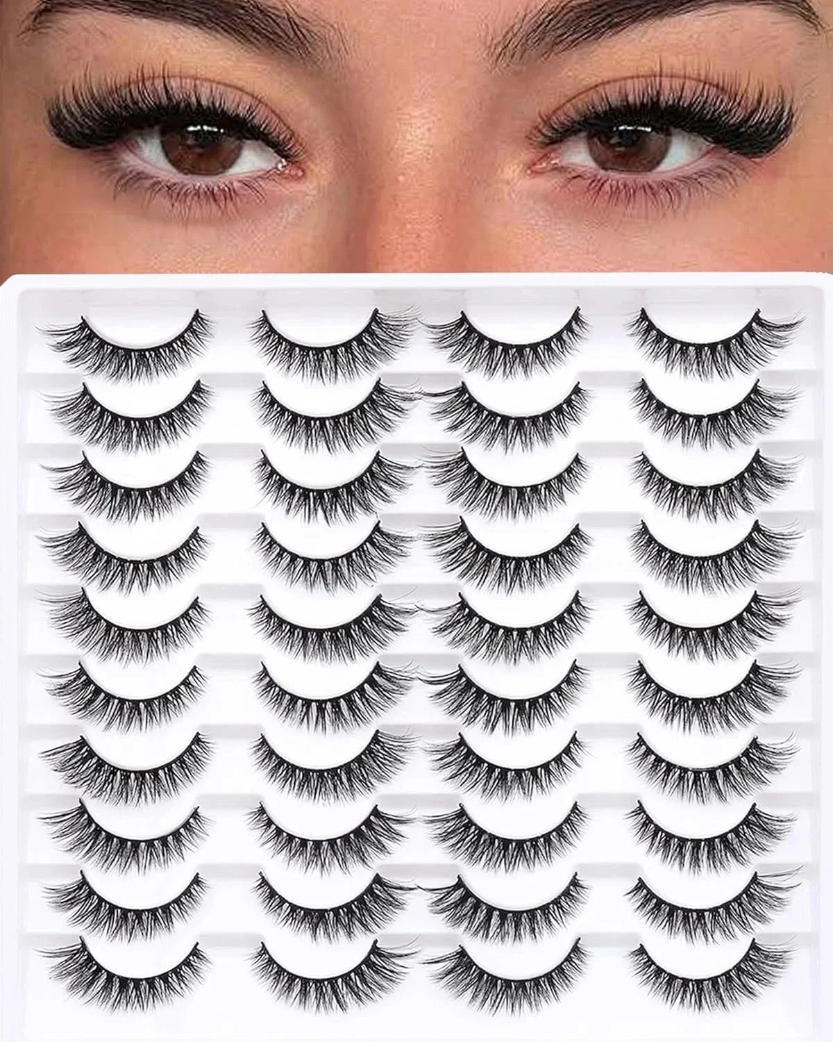 False Eyelashes 20 Pairs Wispy Lashes Faux Mink Lashes 14Mm 3D Fluffy Cat Eye la