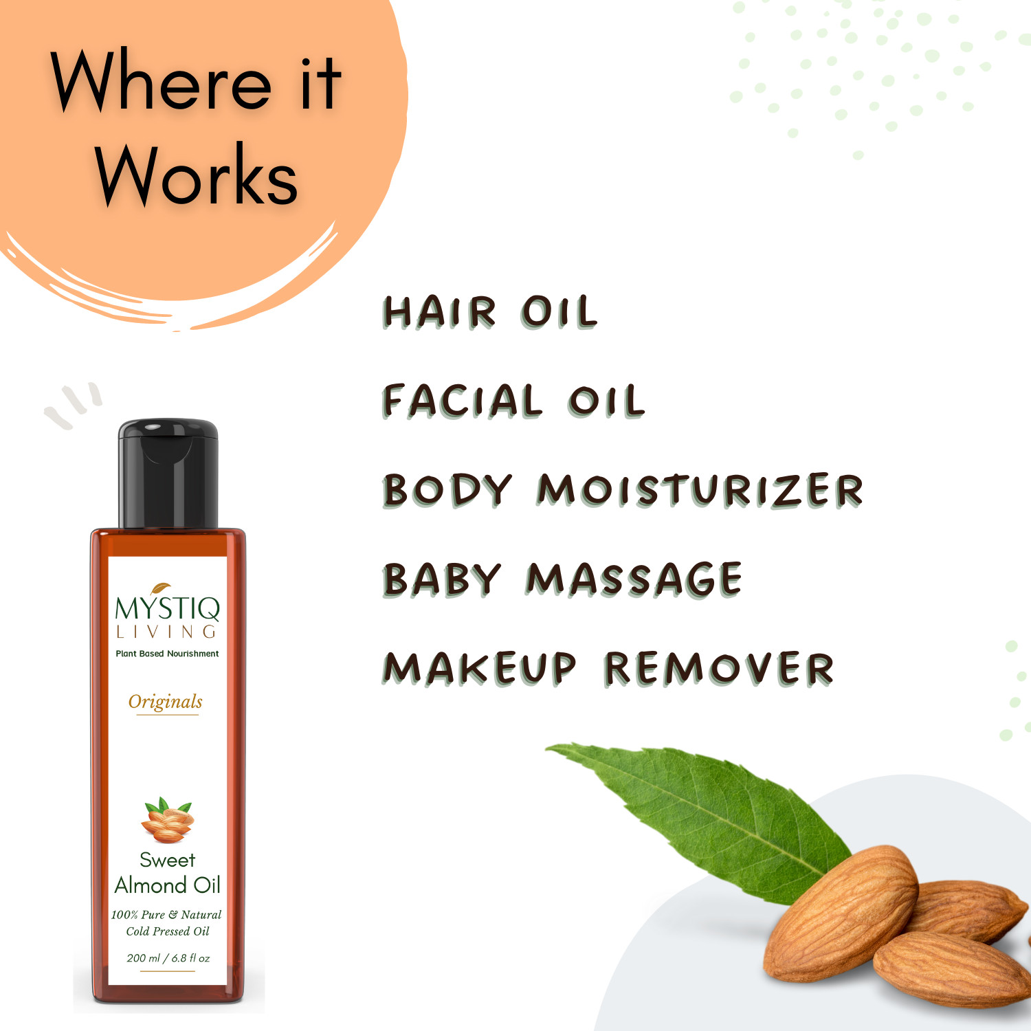 Mystiq Living Originals – Sweet Almond Oil – 200 ML