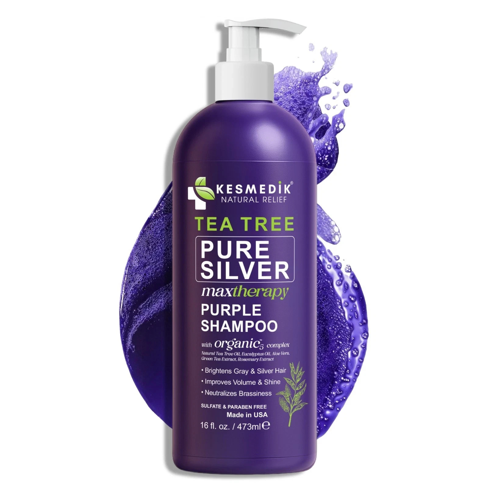 Purple Shampoo for Blonde Grey Silver Hair Anti Brass Toner Sulfate Free 16 oz