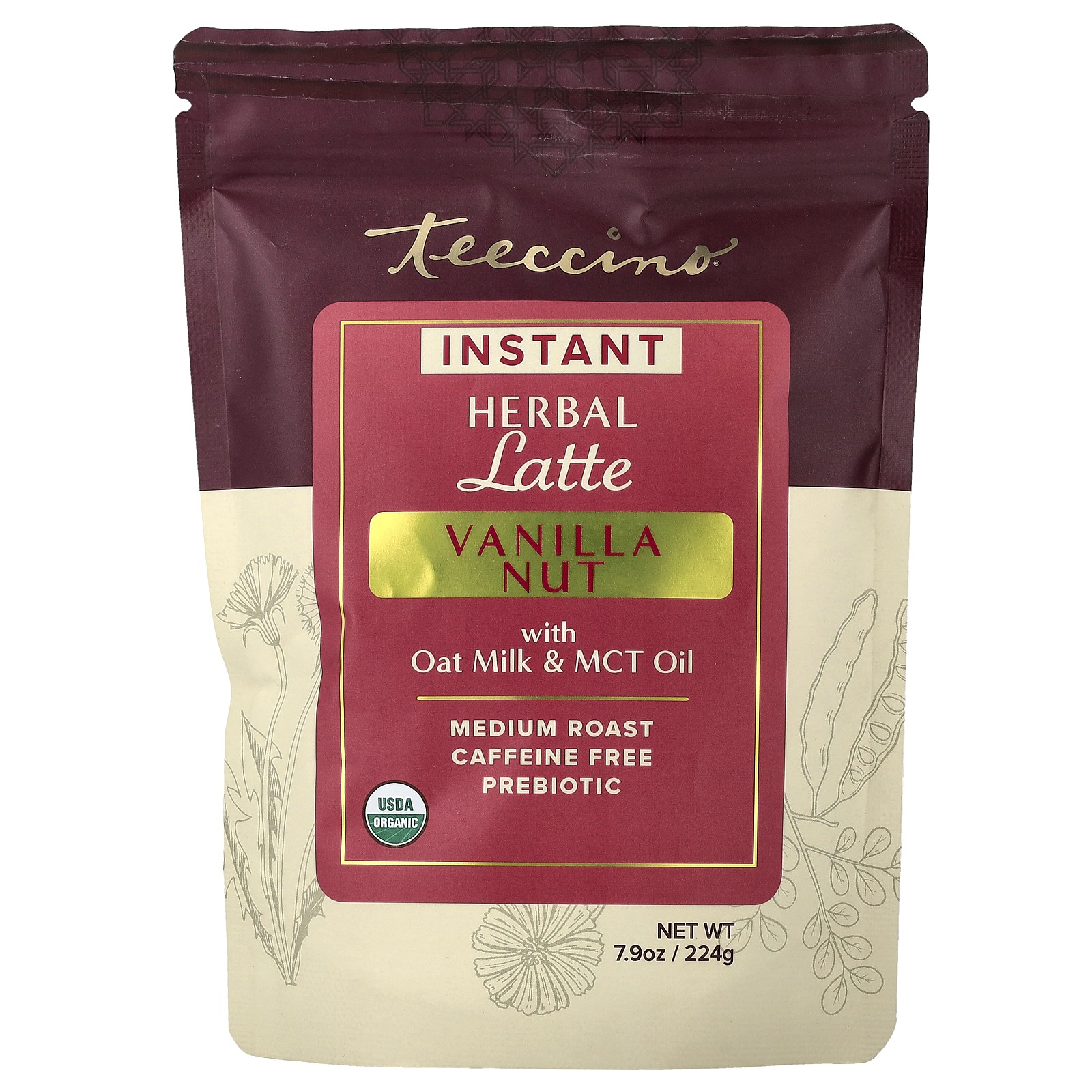 Instant Herbal Latte, Vanilla Nut, Medium Roast, Caffeine Free, 7.9 oz (224 g)