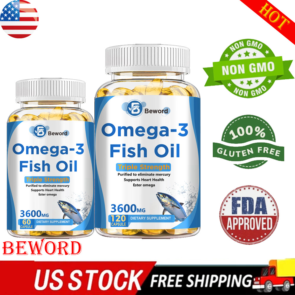 3600mg Omega 3 Fish Oil Capsules 3x Strength EPA & DHA, Highest Potency-