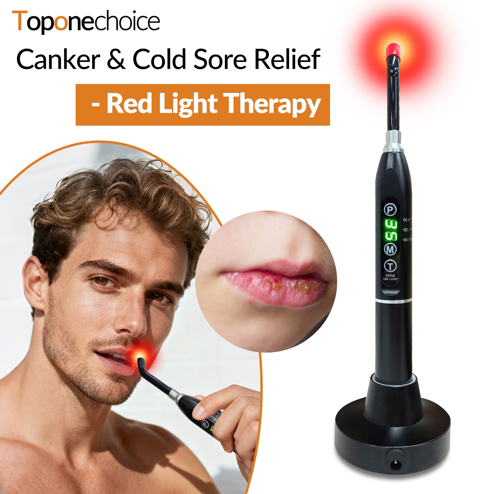 Red Light Therapy Device for Cold Sores Treatment 660nm 850nm Infrared Lip Care