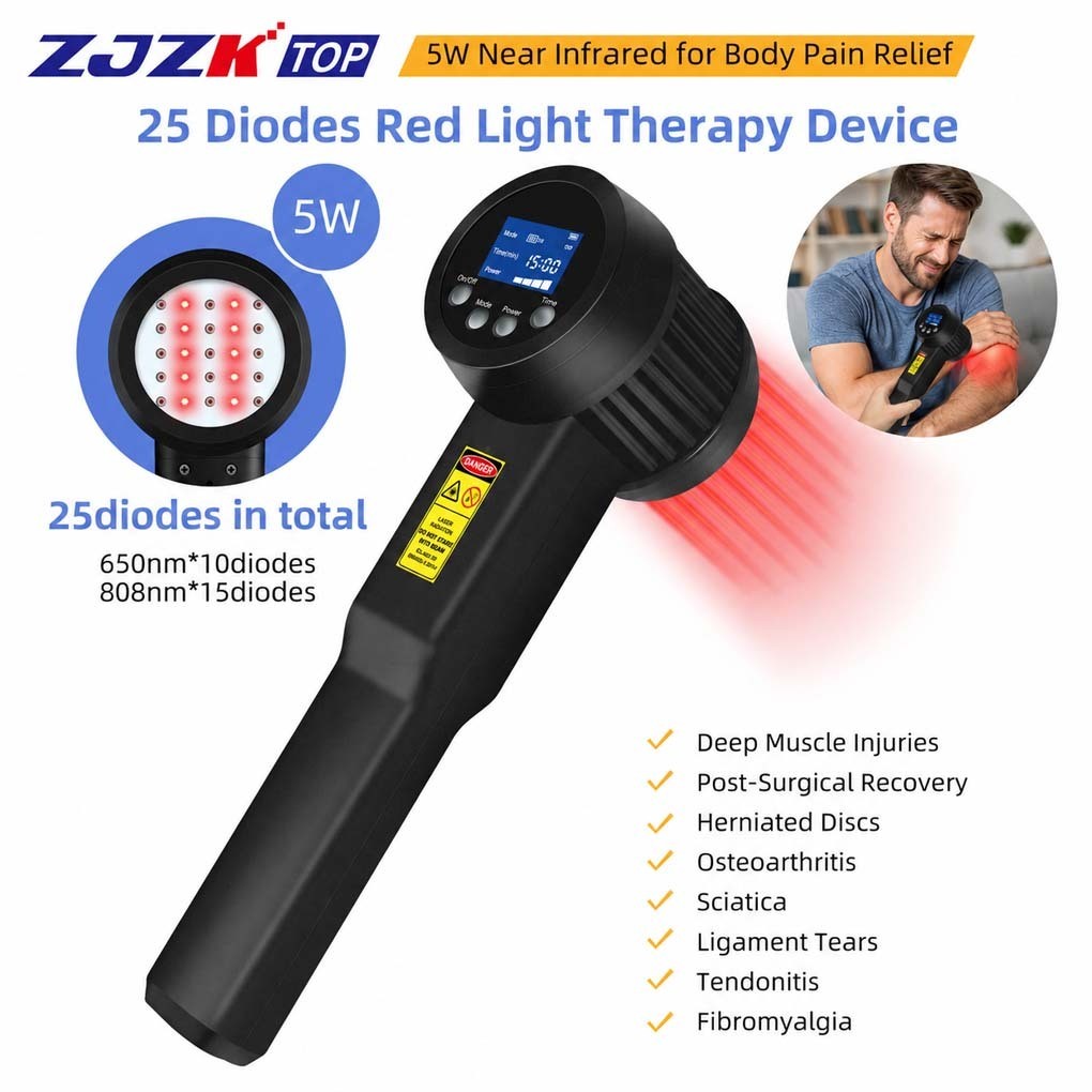 5W LLLT Cold Laser Therapy 808nm 650nm 25 Diodes for Wrist Pain Sciatica Relief