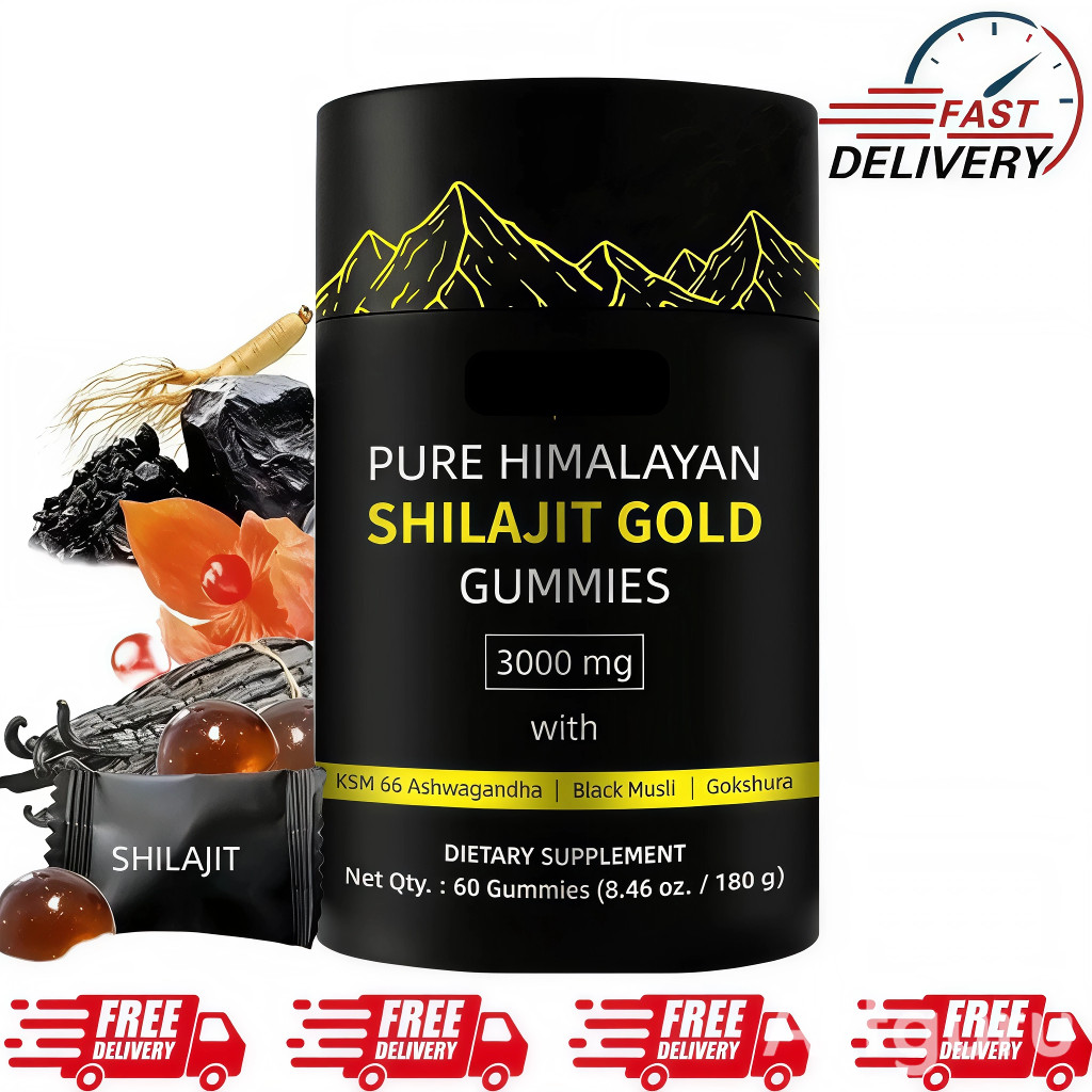 Pure Himalayan Shilajit Gold Gummies with Ashwagandha, and Gokshura , 60 Gummies