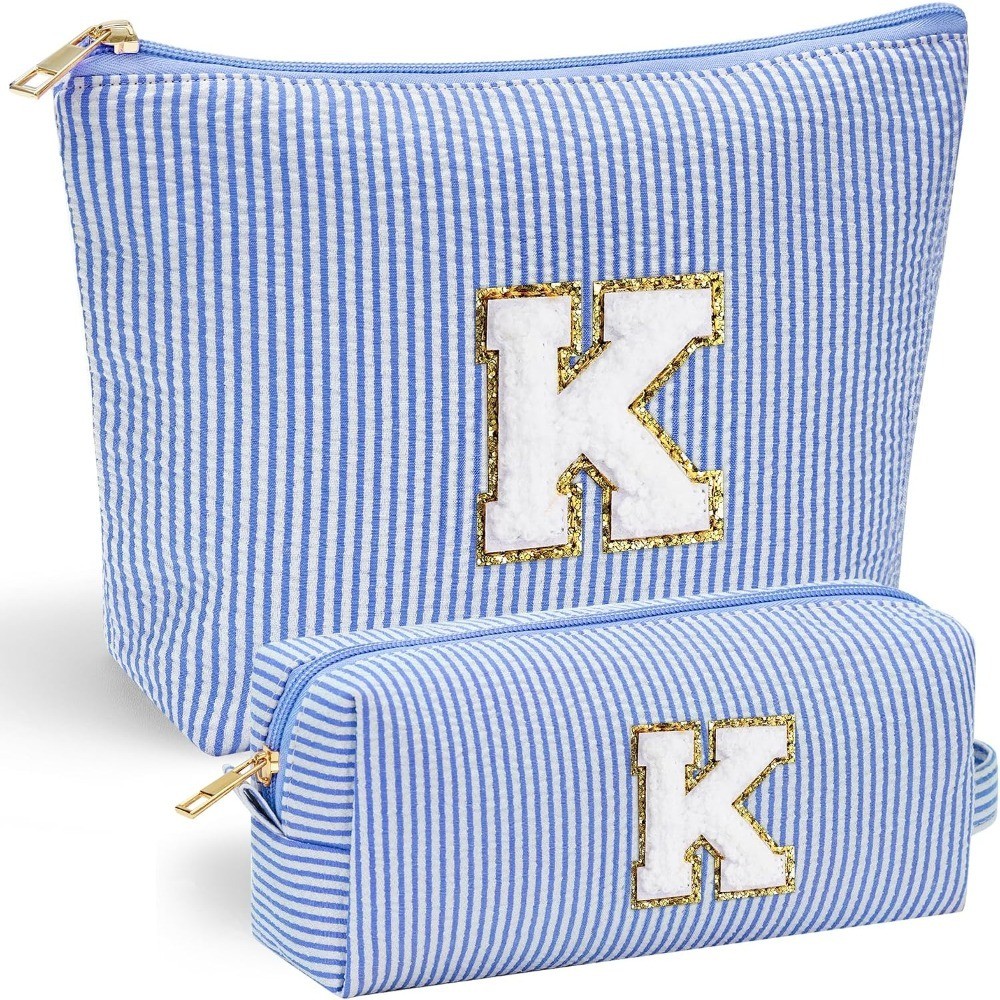 Birthday Gifts for Teen Girls Women Initial Makeup Bag | Travel Makeup Bag