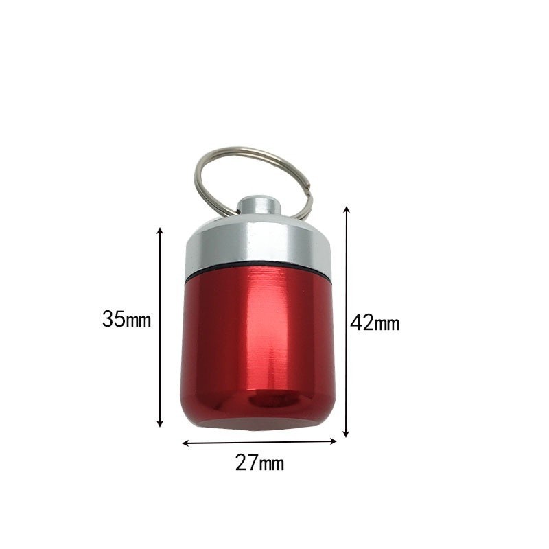 Keychain Medicine Pill Box Case Bottle Holder Waterproof Metal Container 6PCS