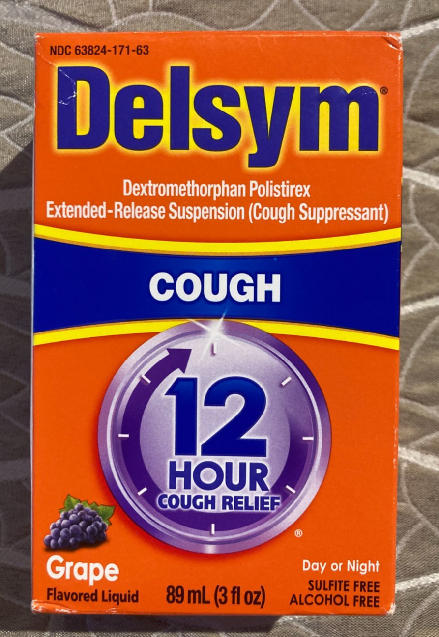 Delsym 12 Hour Cough Relief Syrup with GRAPE Flavor, 3 fl oz – FREE SHIPPING