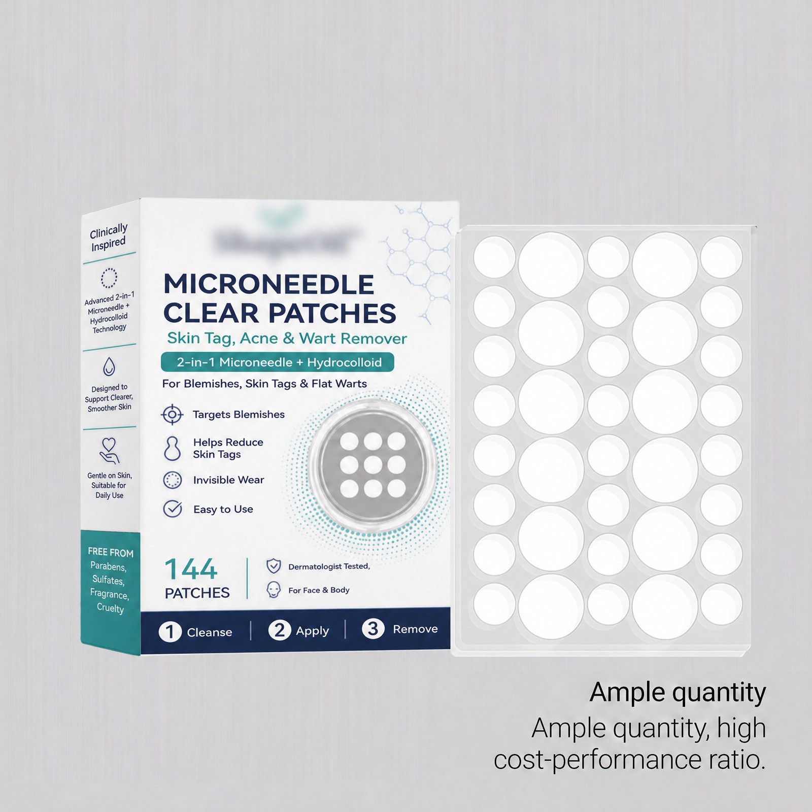 144Patches MICRONEEDLE CLEAR PATCHES For Skin Tag, Acne & Wart Remover