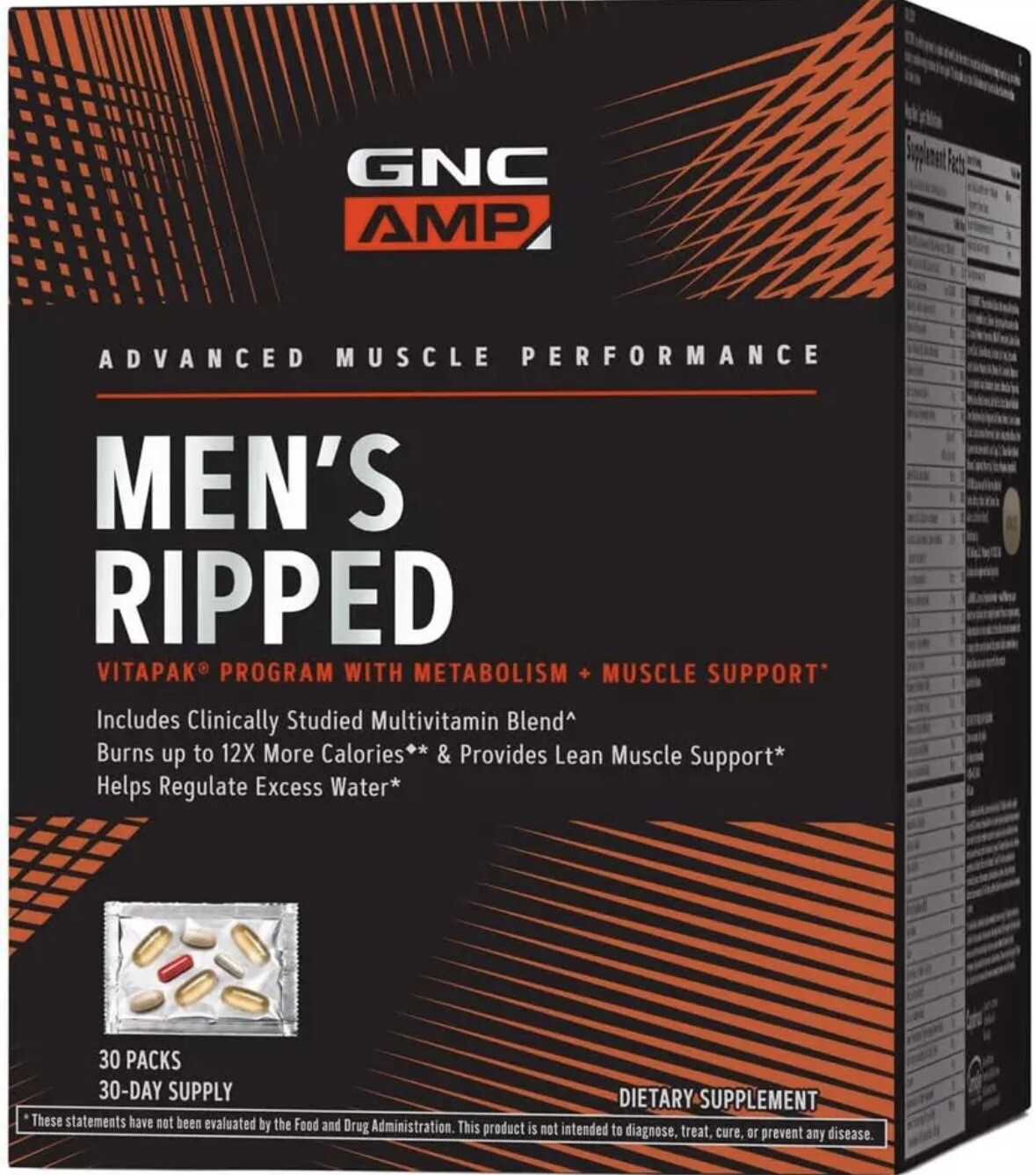 AMP Men’S Ripped Vitapak Program with Metabolism + Muscle Support – 30 Vitapaks