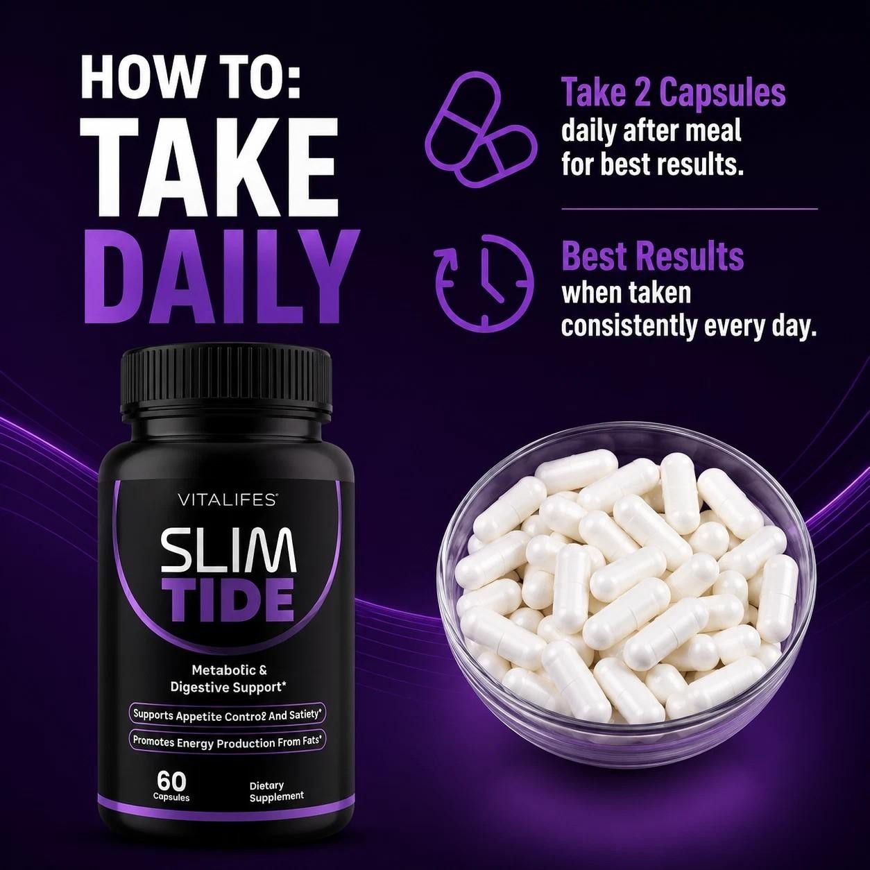 (3 Pack) Slimtide Advanced Energy And Fitness Supplement Slim Tide 180 Capsules