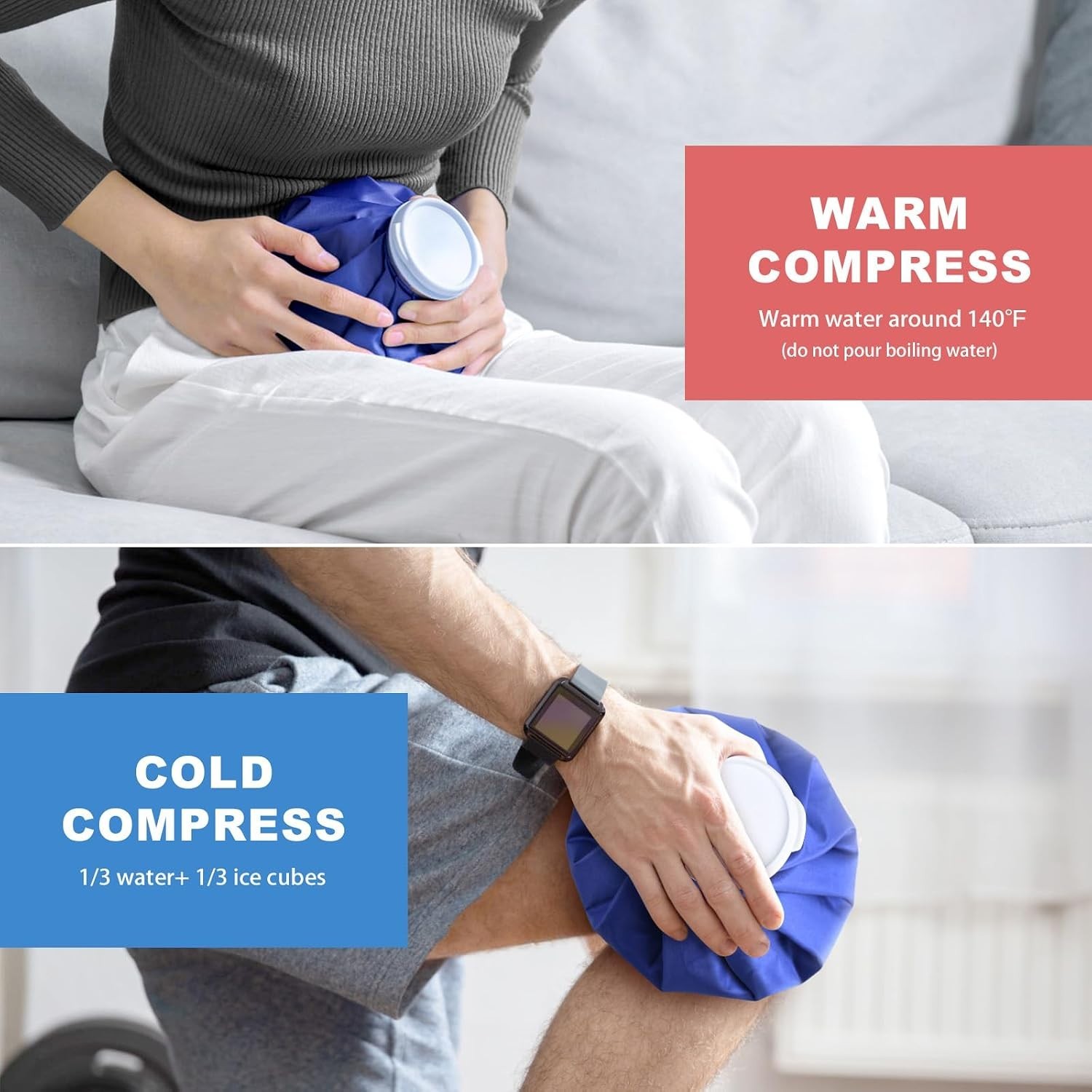 Reusable Hot and Cold Therapy Packs 3-Piece Set 6-11 Inch Durable Ice Bags fo…