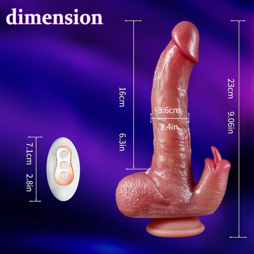 Thrusting Heating w 7 Thrusting Modes Liquid Silicone Toy for Women Men – 9 Inch
