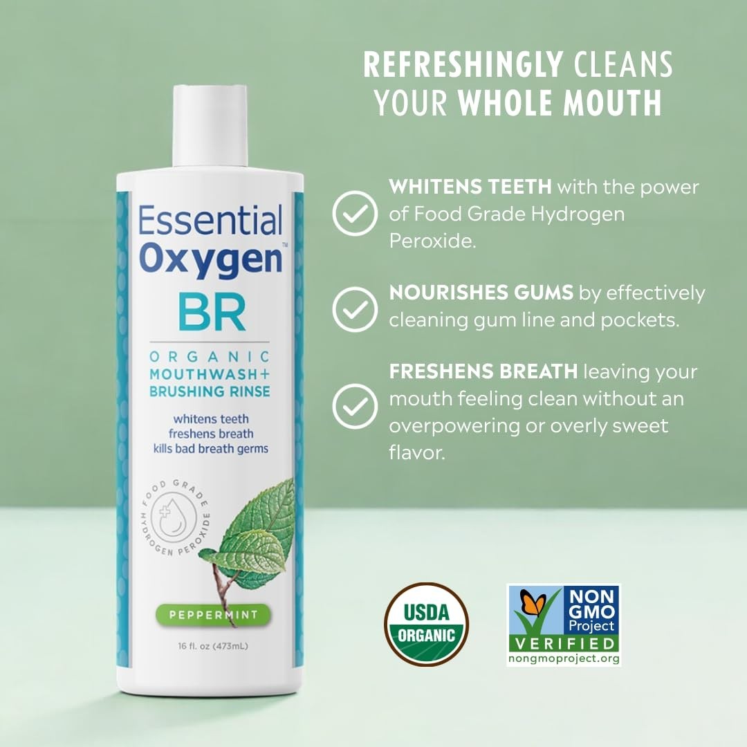 and Gluten-Free Organic Mouthwash – 16 Fluid Ounces of Fresh Peppermint