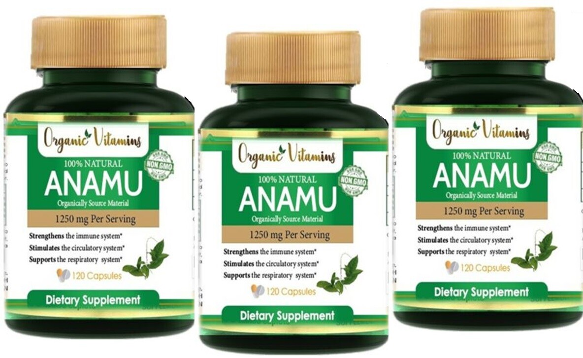 3 ANAMU 1250 mg 360 capsules LOW SUGAR CONTROL CIRCULATORY SYSTEM Organic