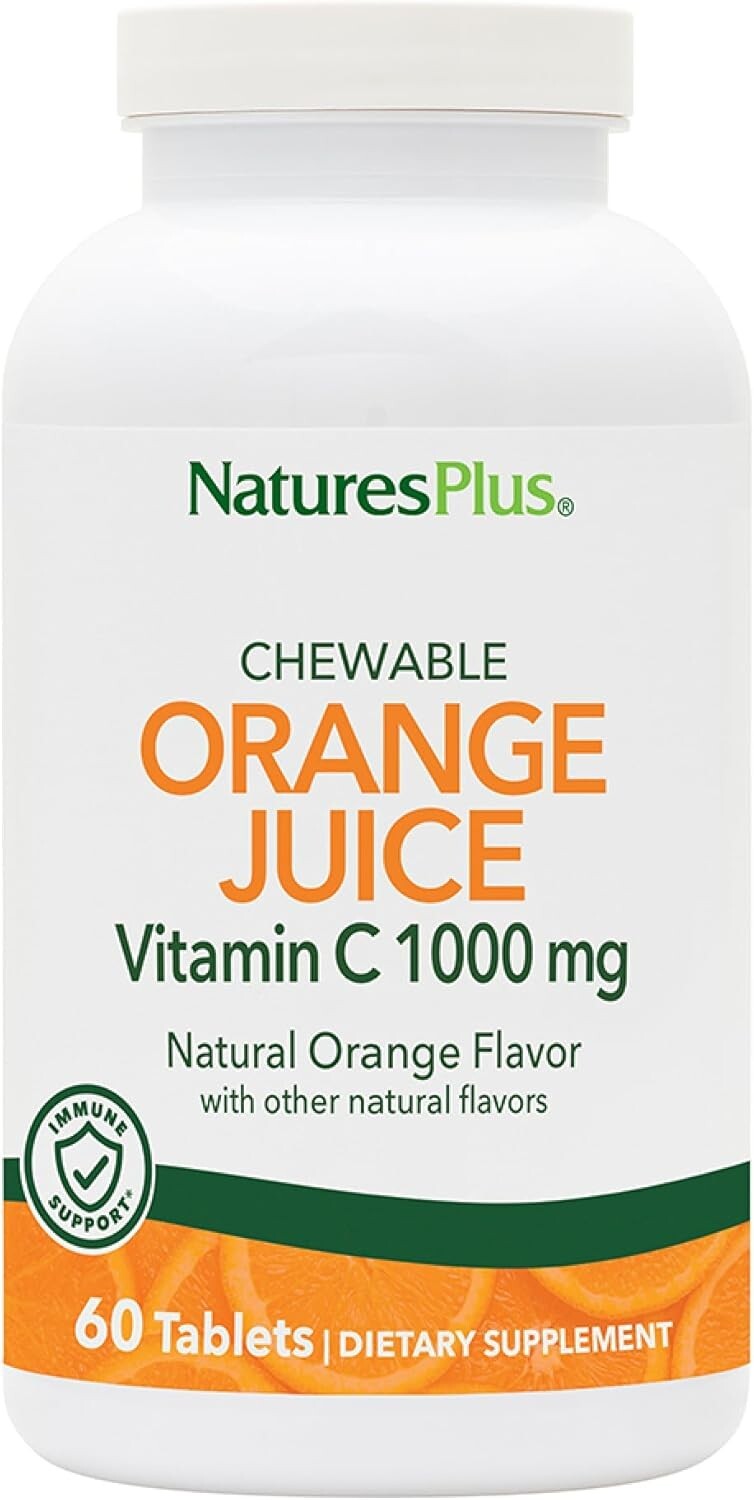 NaturesPlus Orange Juice Vitamin C 1000 mg Chewable Tablets, 60 Servings