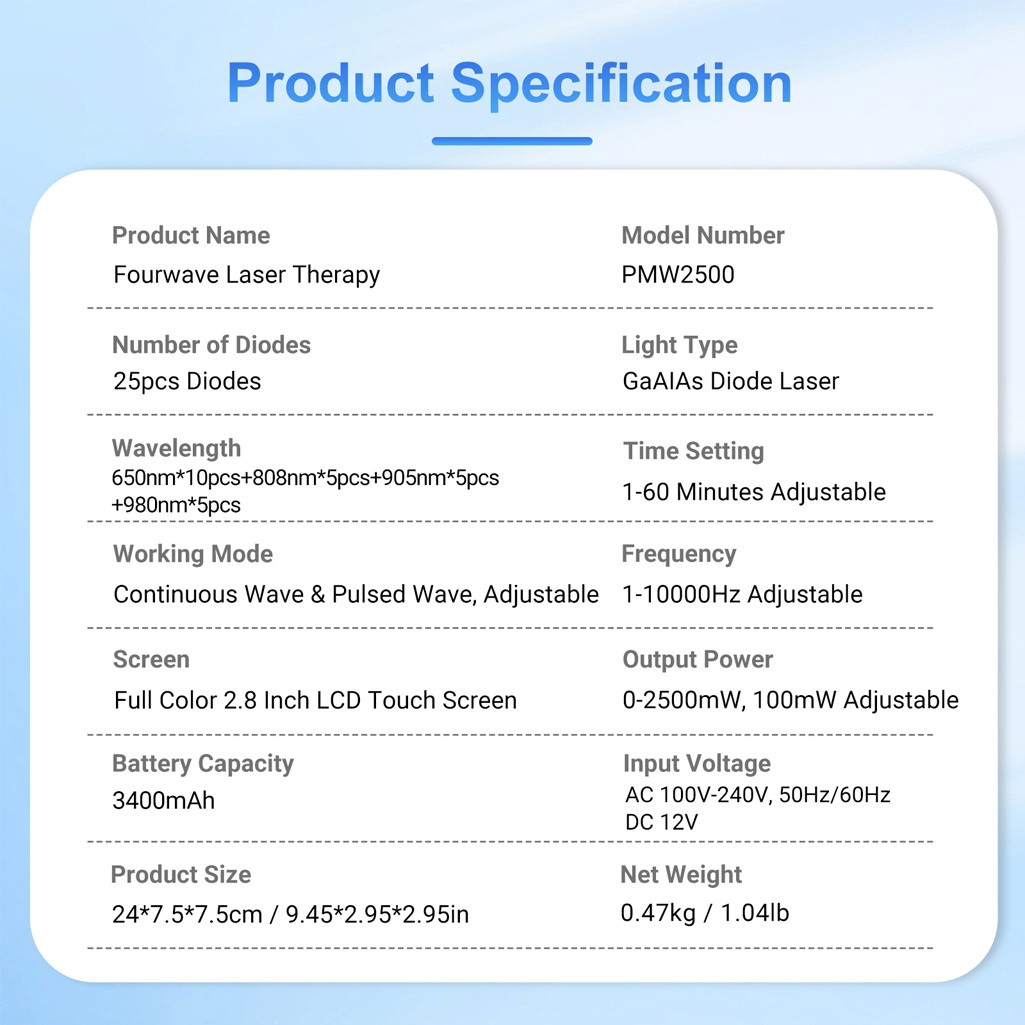 Handheld 2500mW LLLT Laser NIR Light Physiotherapy Device for Joints Pain Relief