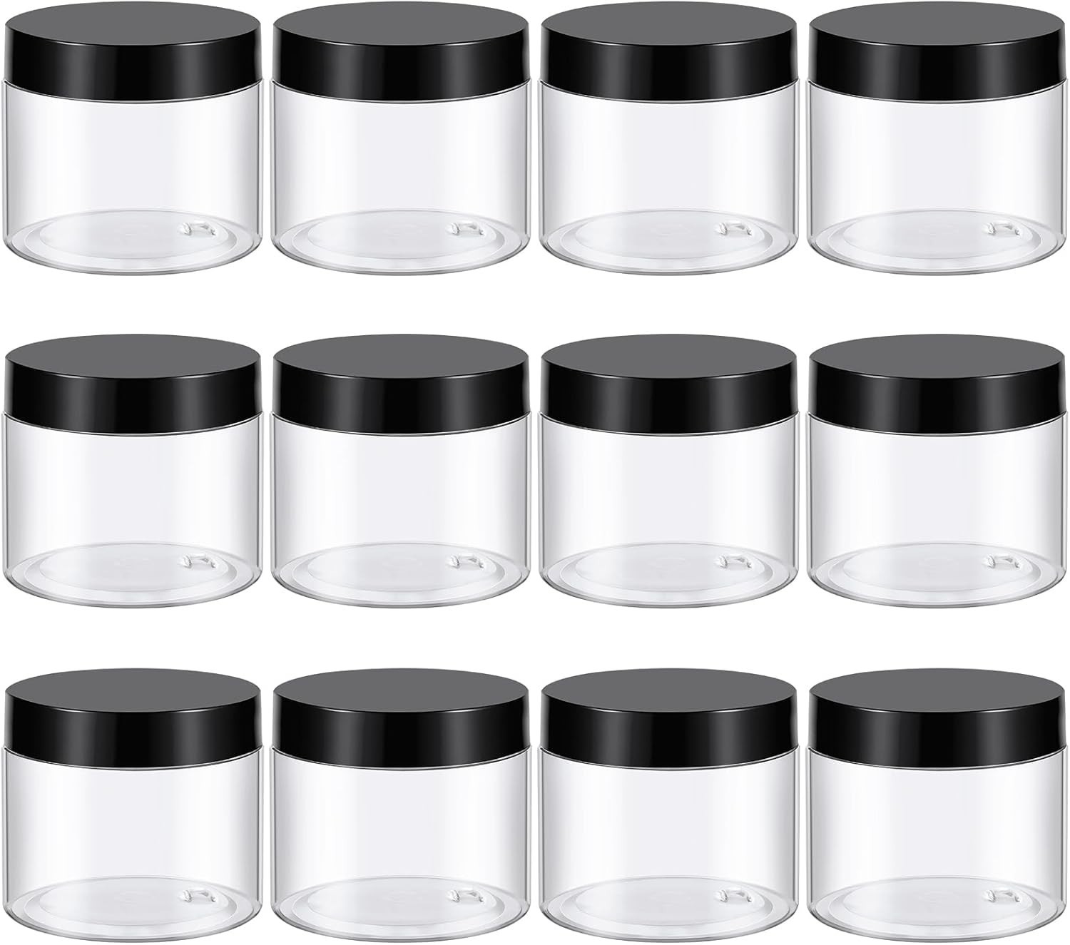4 Oz Plastic Container Jars W/ Lids BPA Free Empty Round Clear Cosmetic