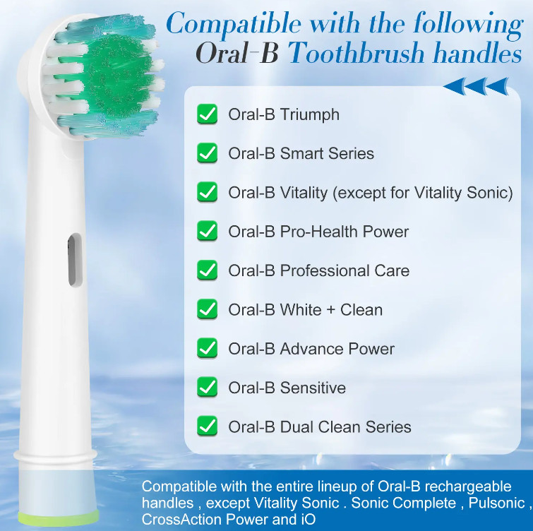 Toothbrush Replacement Heads Compatible With Braun Oral-B Electric Heads- NEW