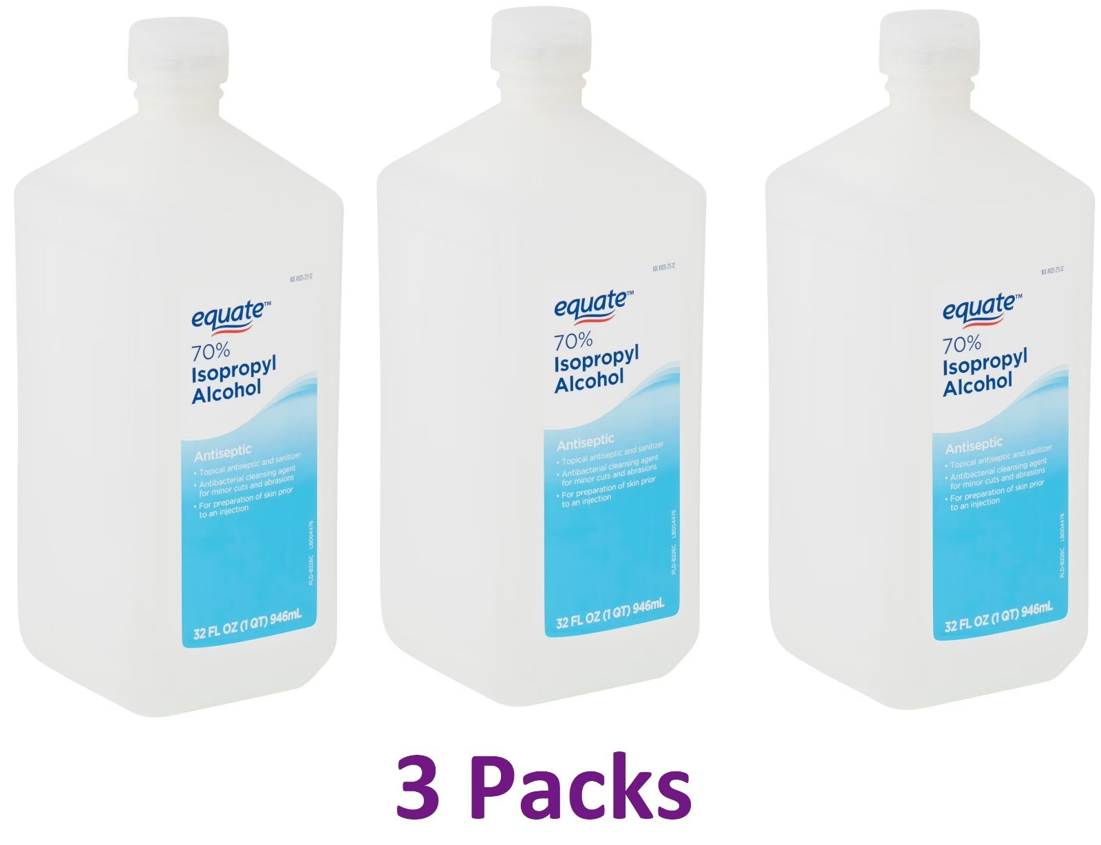 Equate 70% Isopropyl Alcohol Antiseptic, 32 fl oz (3 Pack)