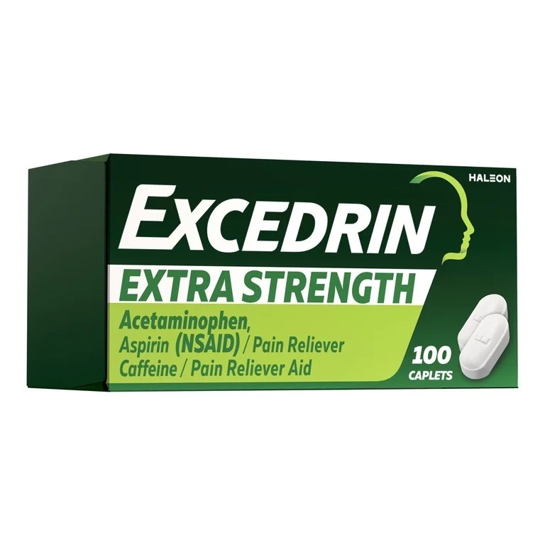 Excedrin Extra Strength Caplets Acetaminophen 250Mg Pain Reliever, 100 Count