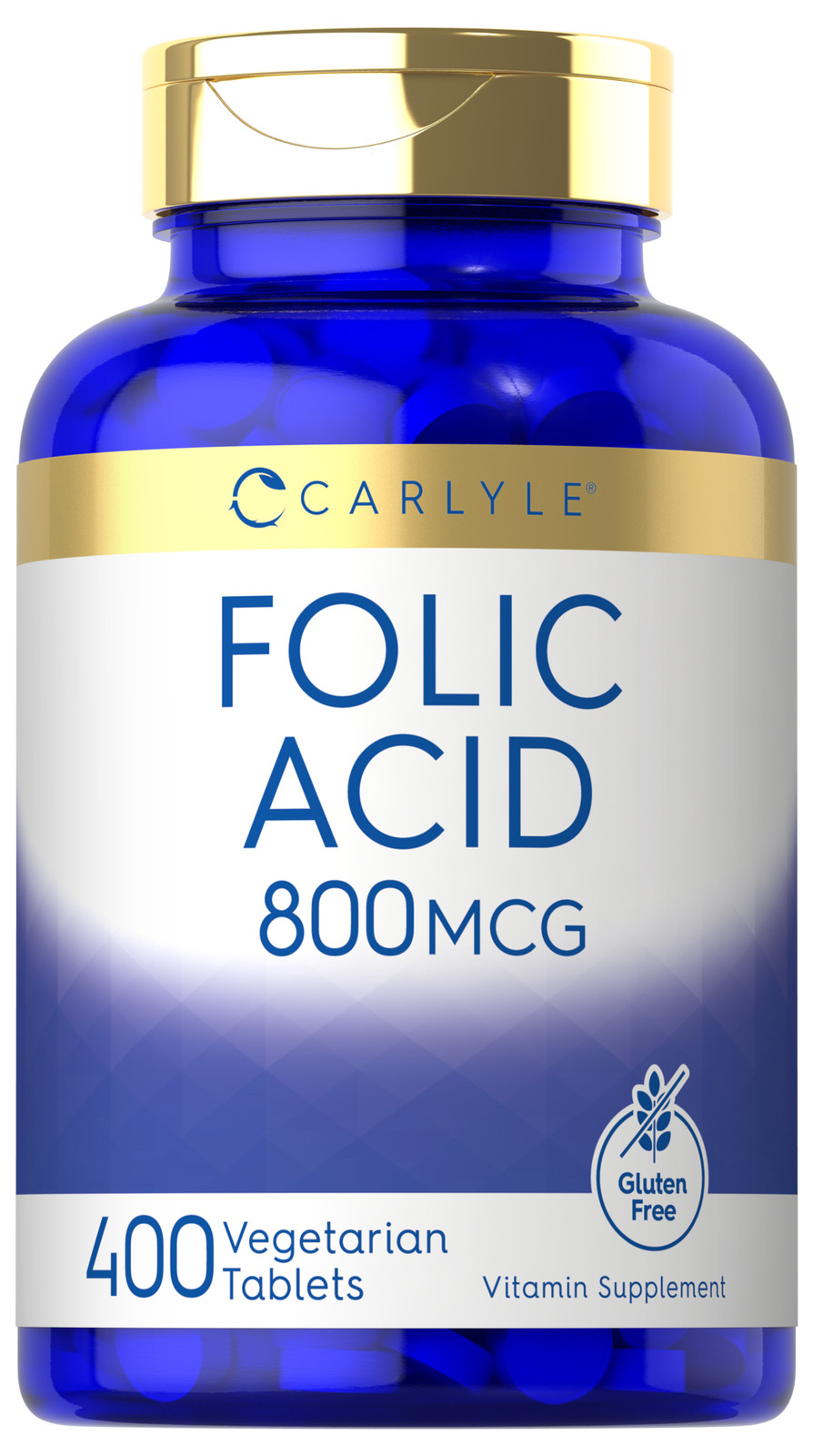 Folic Acid 800 mcg | 400 Tablets | Vegetarian, Non-GMO, Gluten Free | by Carlyle