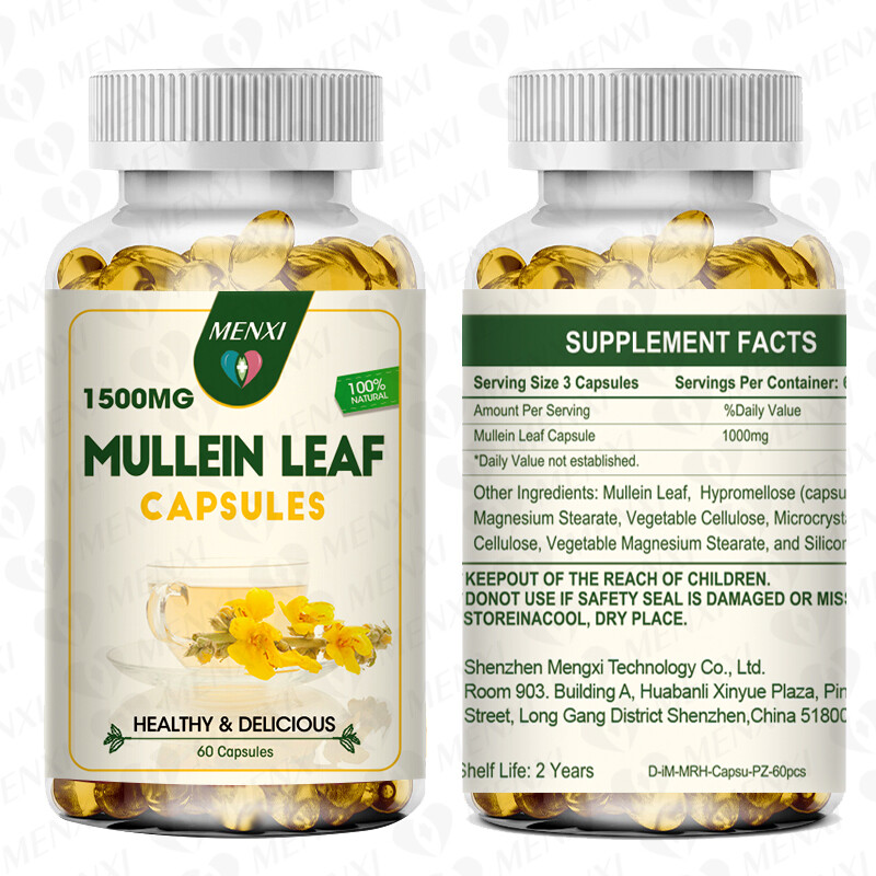 Mullein Leaf Capsules 1500mg – Support Lung Cleanse Respiratory Health Vegan