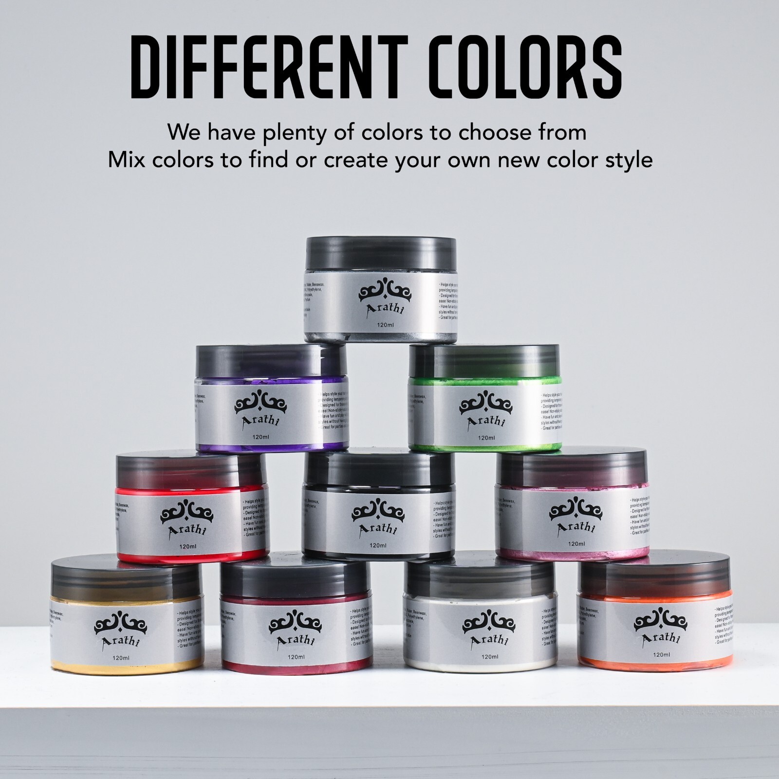 Arathi Hair Color Wax Mud Dye Cream Unisex Washable Temporary Modeling 11 Colors