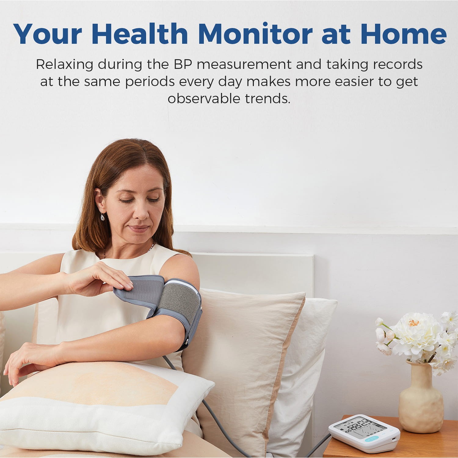 Automatic Upper Arm Blood Pressure Monitor Cuff Pulse Rate Meter Bluetooth App