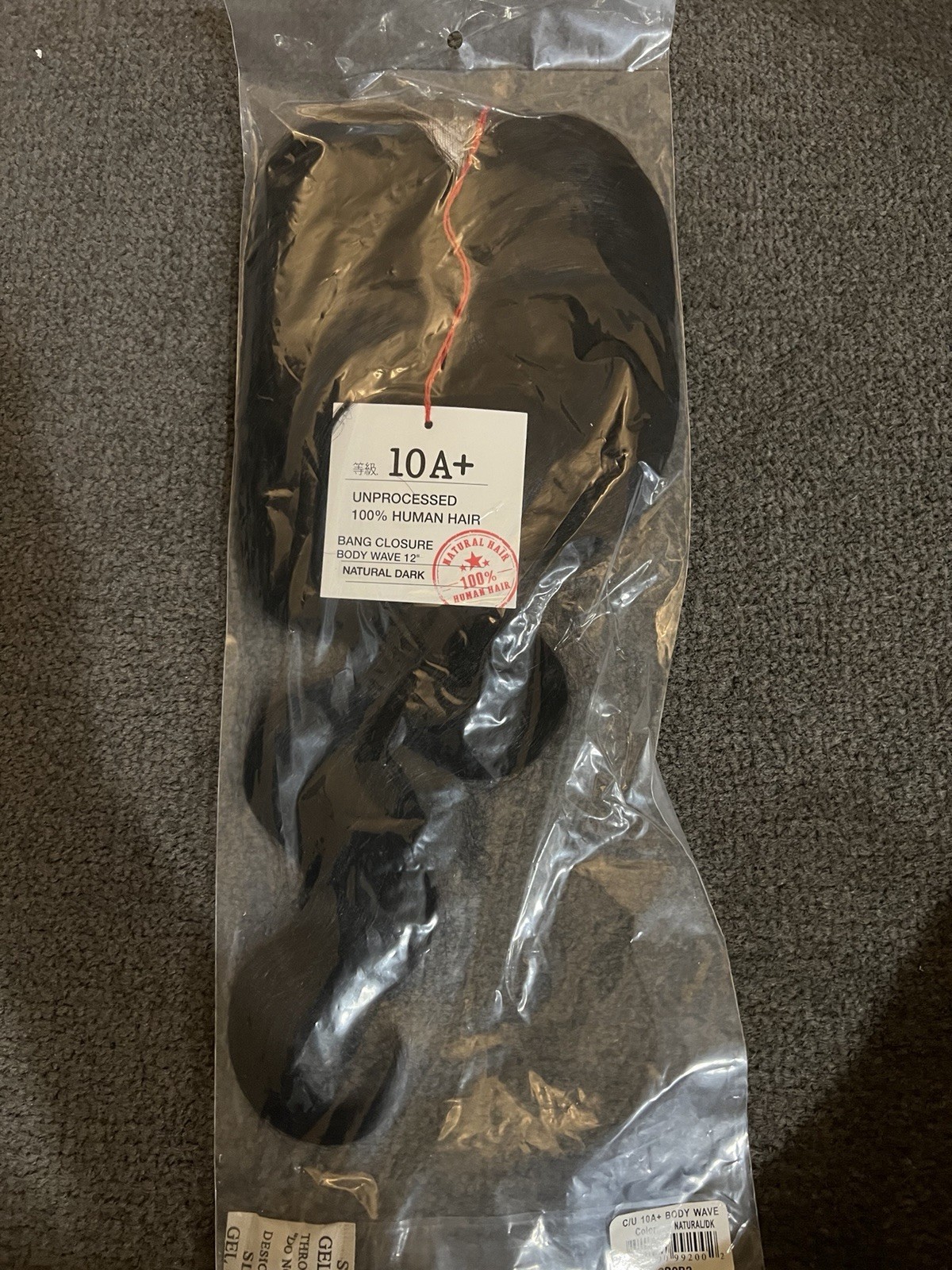 10A Unprocessed 100% Human Hair Bang Closure Body Wave 12 Inches
