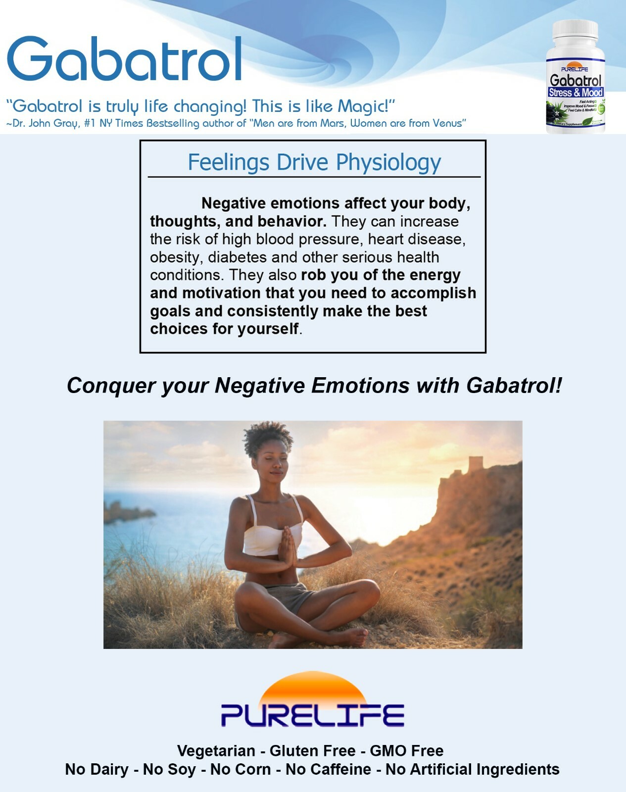 PureLife Gabatrol, Fast Acting Stress and Mood Formula, 90 Capsules