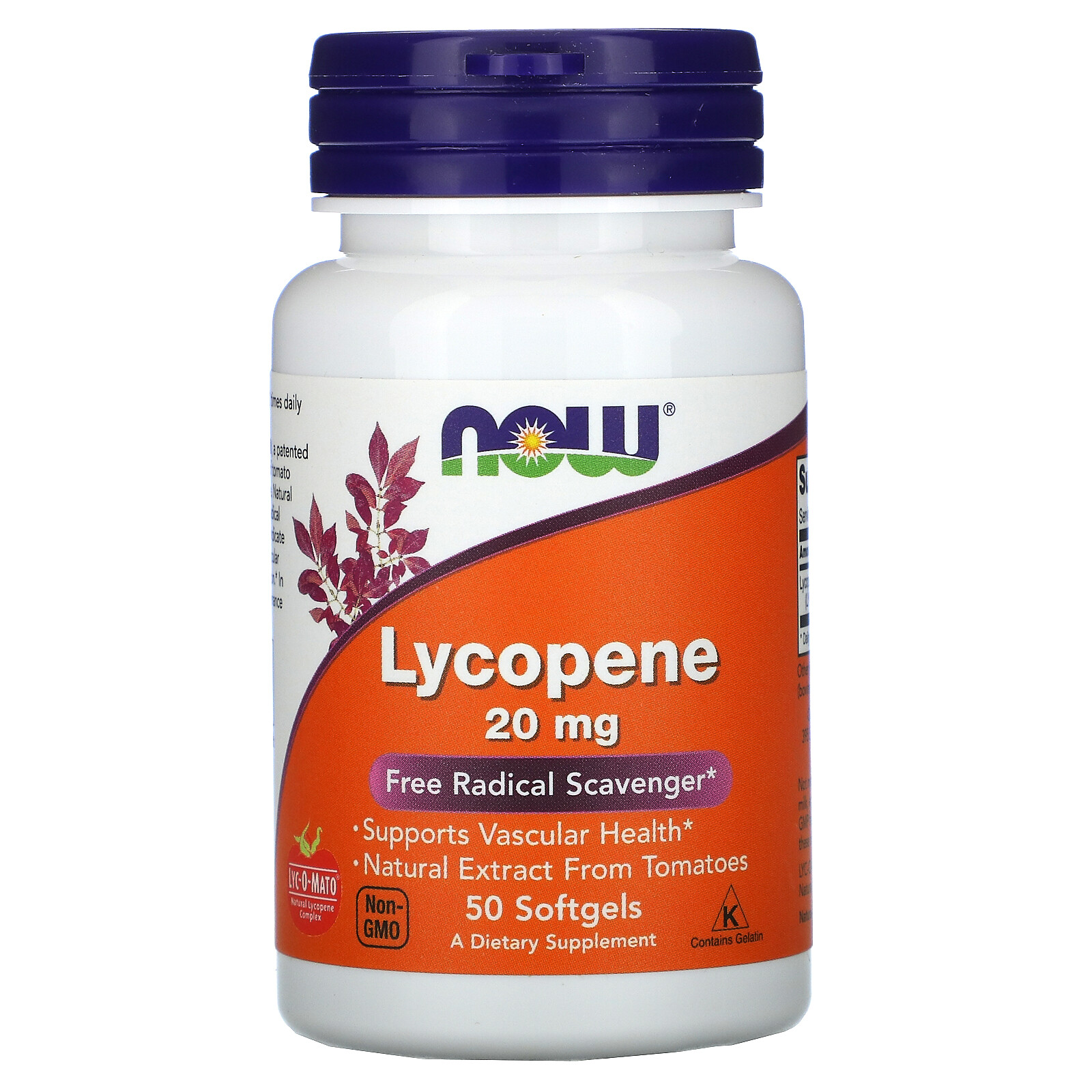 Now Foods Lycopene 20 mg 50 Softgels GMP Quality Assured