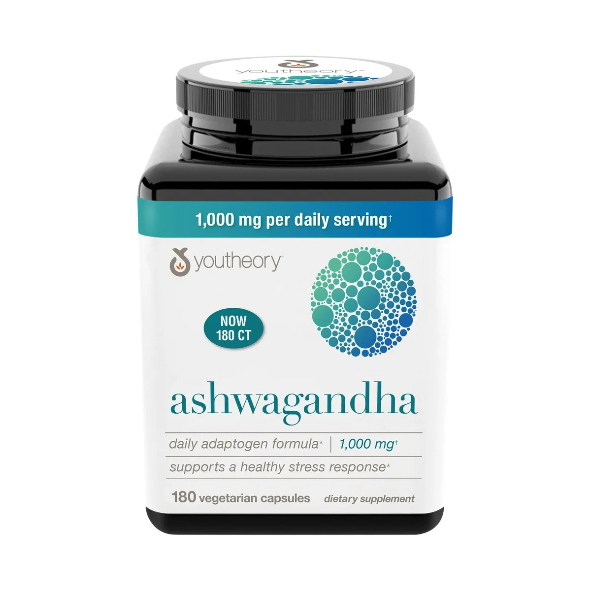 Youtheory Ashwagandha 1000 mg, 180 Vegetarian Capsules Exp: 05/27