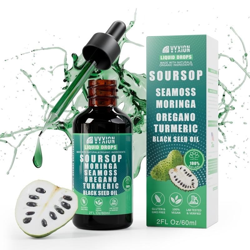 10in1 Soursop Herbal Liquid Drops Seamoss Moringa Turmeric Daily Wellness Blend