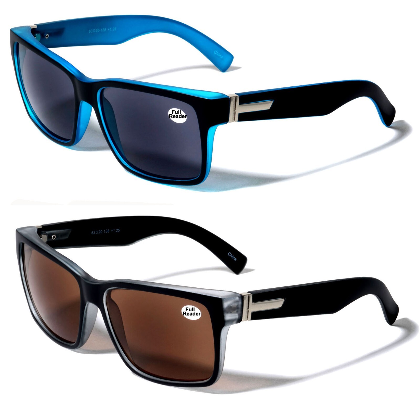 2 Pairs Men Reading Sunglasses – Full Lens Tinted Reader Glasses For LARGE Head
