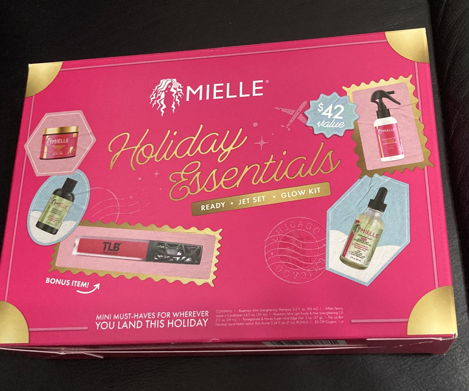 MIELLE Holiday Essentials Ready Jet Set Glow Kit, 5 Travel Size,$42 retail, NEW