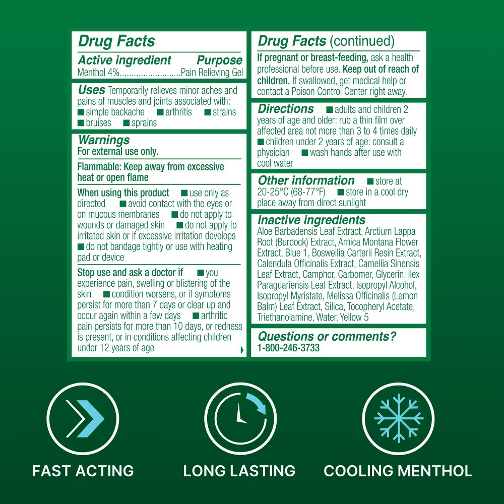 BiOFREEZE COOL THE PAIN ROLL-ON FAST ACTING MENTHOL PAIN RELIEF 2.5 FL OZ / 74mL