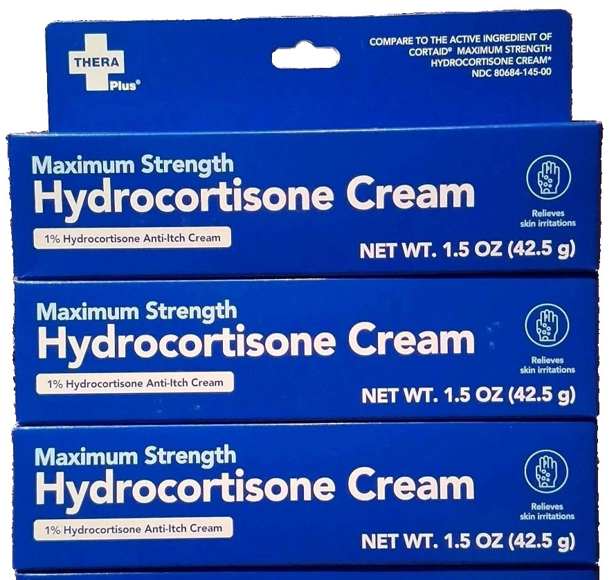 6 X Thera Plus Maximum Strength Hydrocortisone Cream Anti-Itch Cream 1.5 oz Each