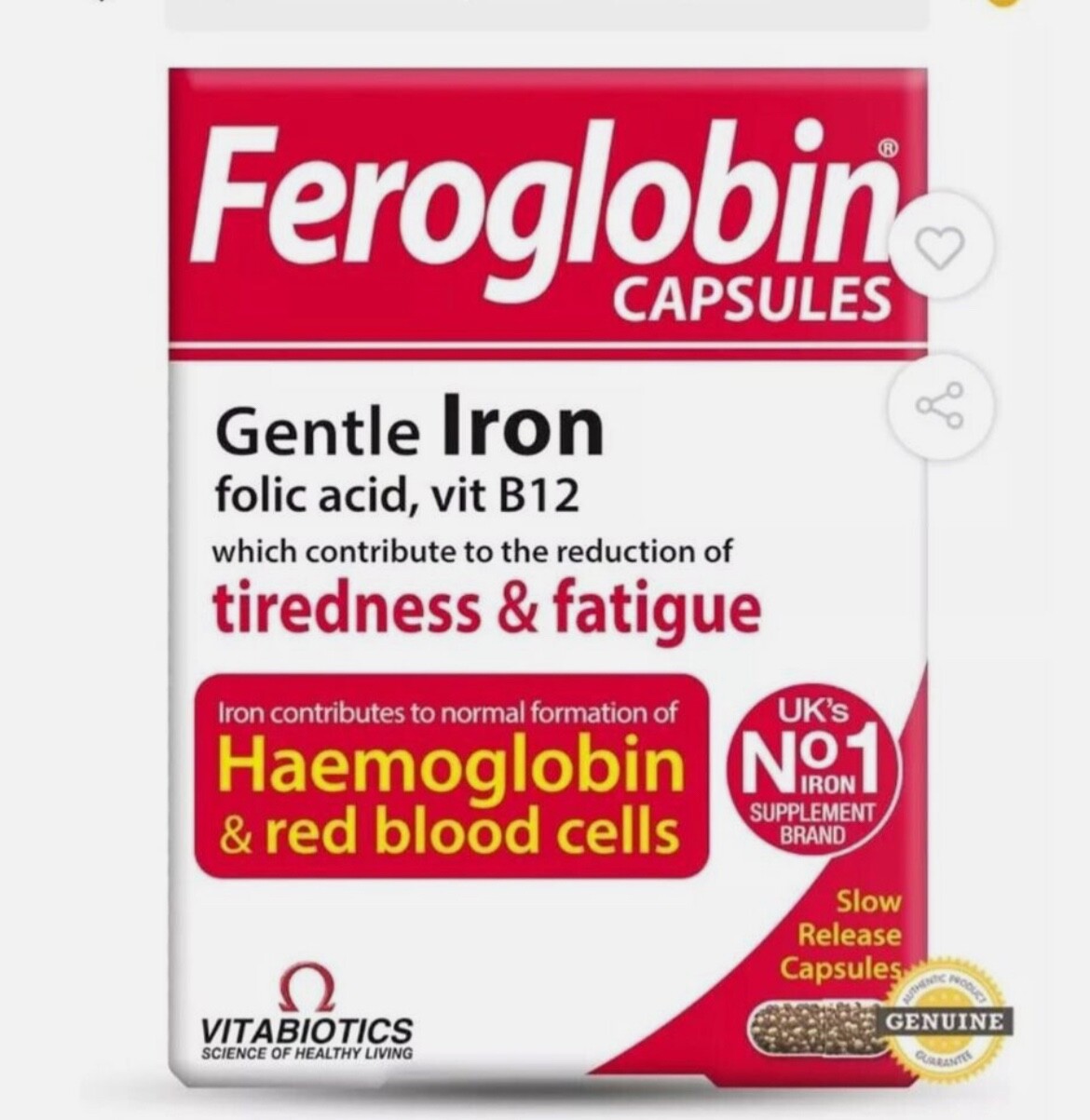 Feroglobin Iron Capsules For Iron Deficiency And Support Circulatory System