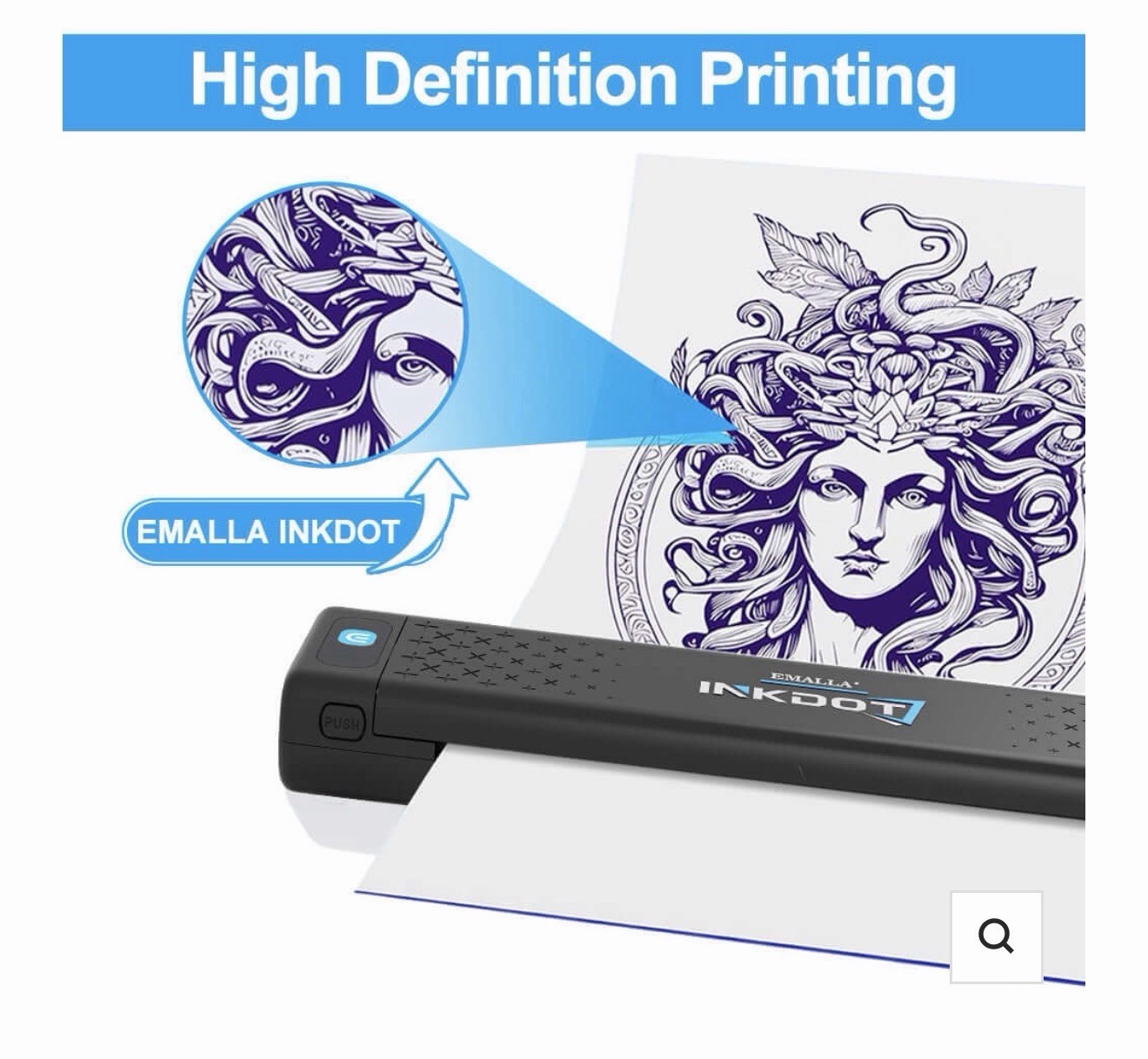 EMALLA INKDOT Wireless Portable Thermal Transfer Machine w/ Case Black/Blue