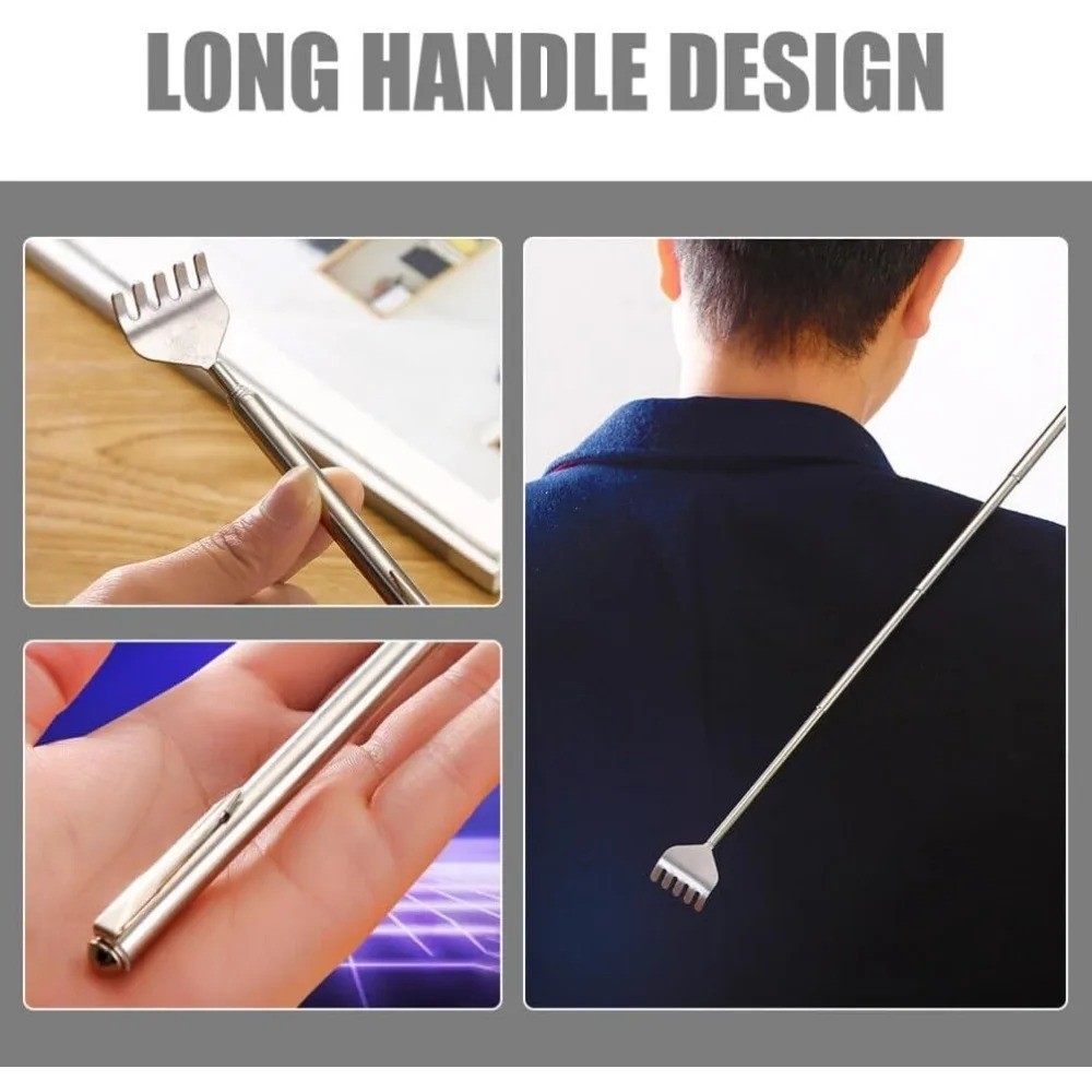 Stainless Steel Back Scratcher Extendable Telescopic Itch Relief Massager Tool
