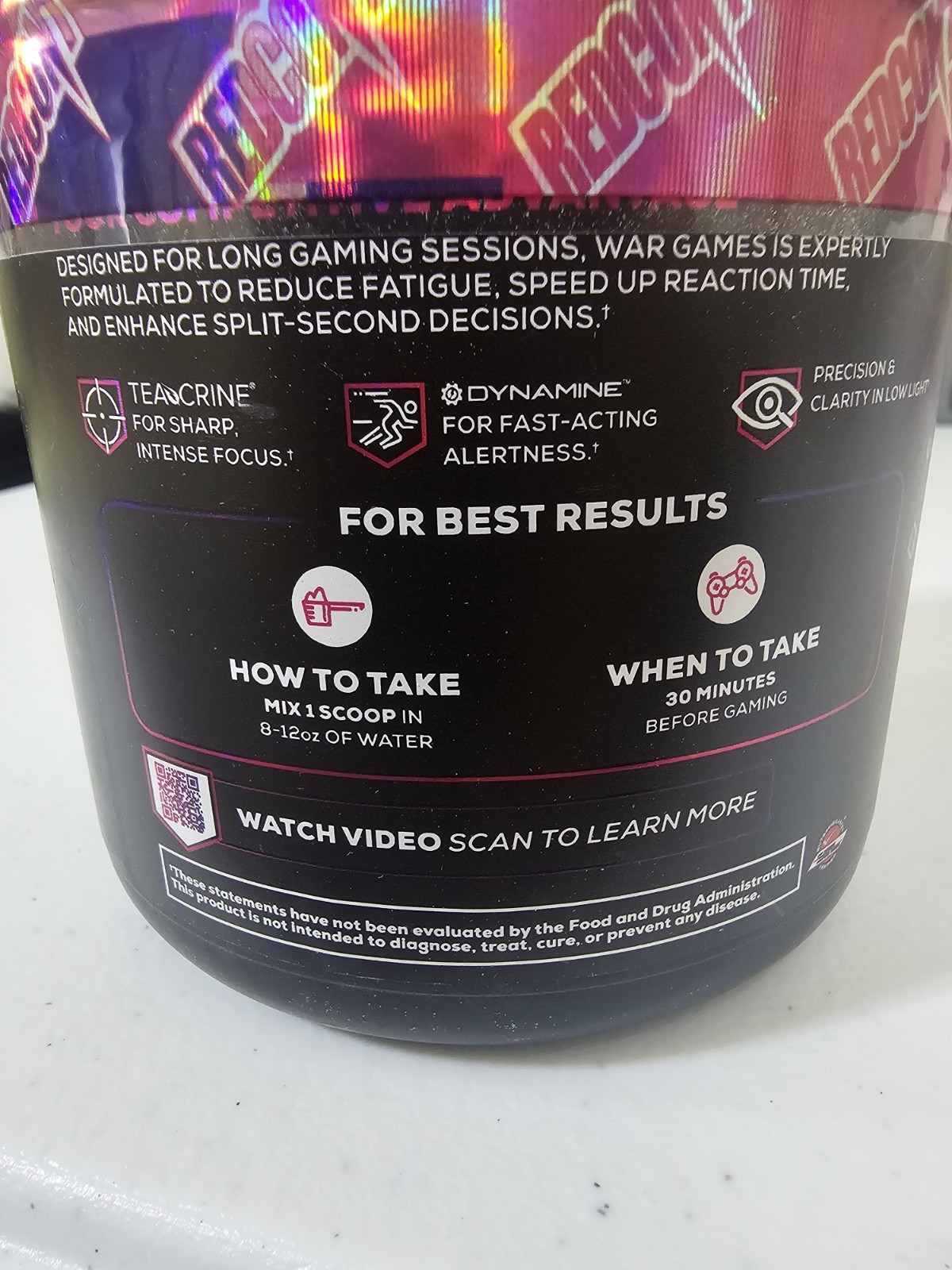REDCON1 War Games Bubblegum Focus Nootropic Powder 5.61oz 30 Serv Exp 08/2025