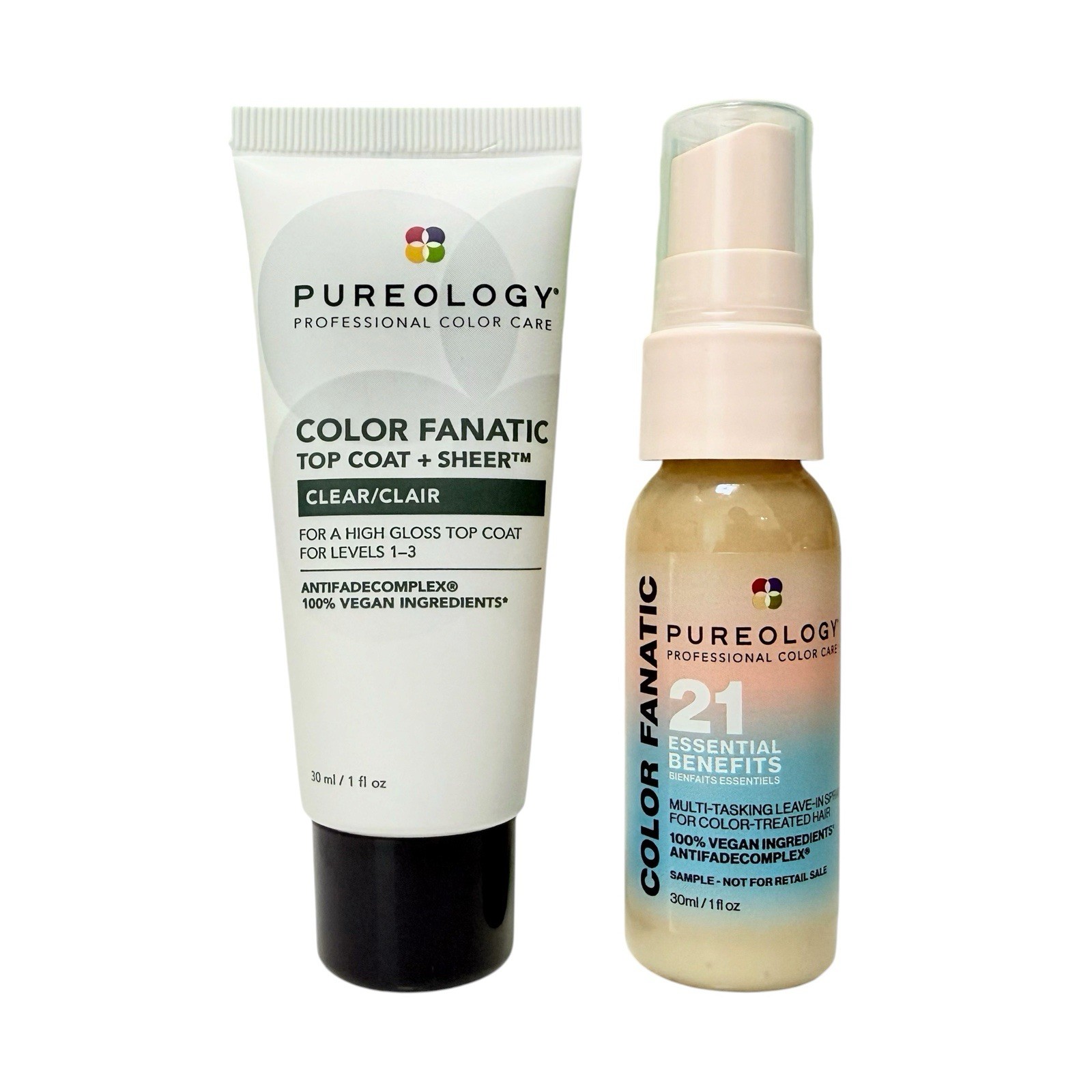 Pureology Color Fanatic Top Coat & Leave In Spray Travel Set 1 fl oz 15 ml Each